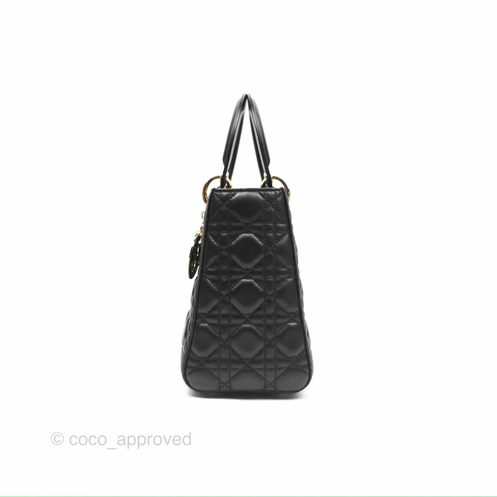 Christian Dior Medium Lady Dior Black Lambskin Gold Hardware