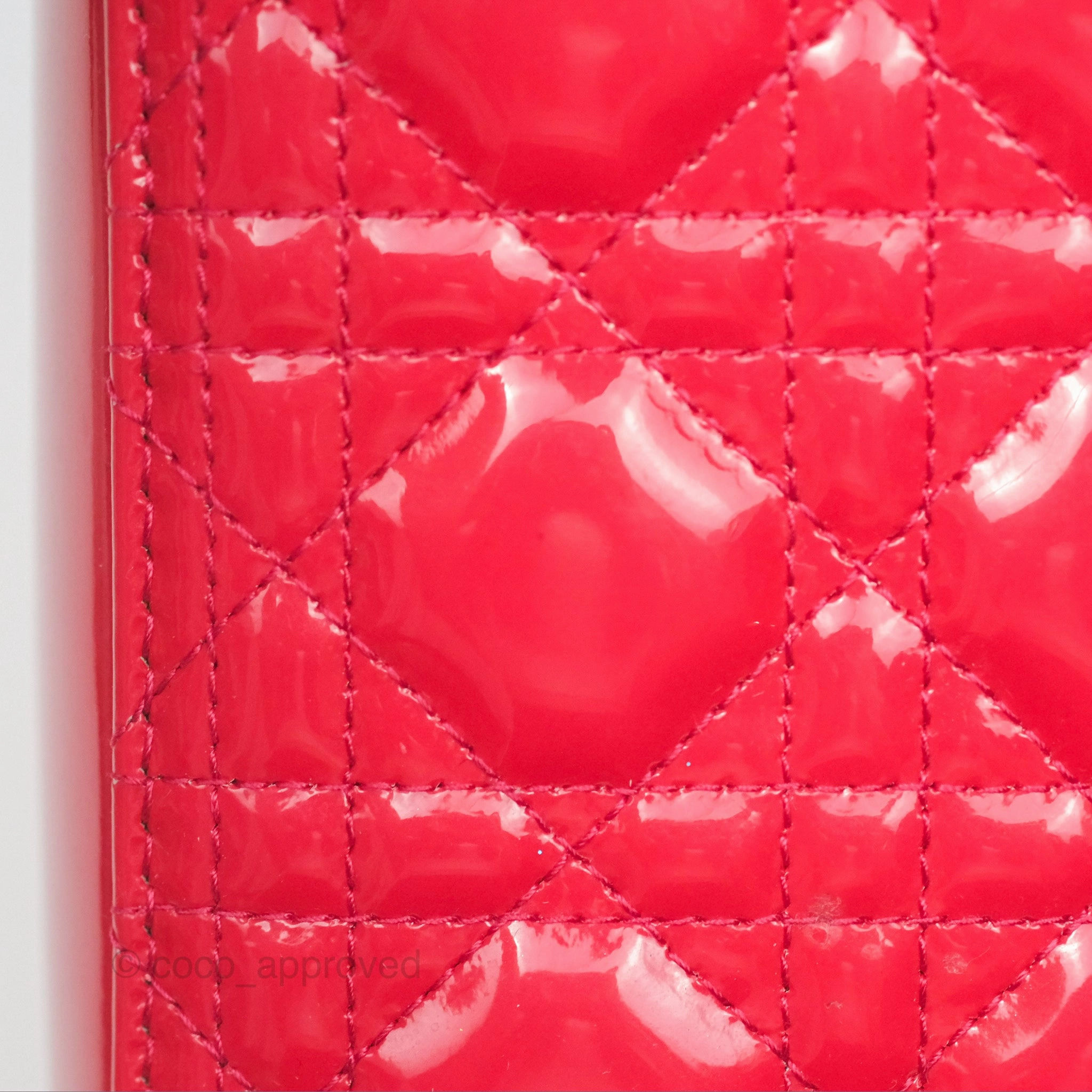 Christian Dior Medium Lady Dior Red Patent Silver Hardware