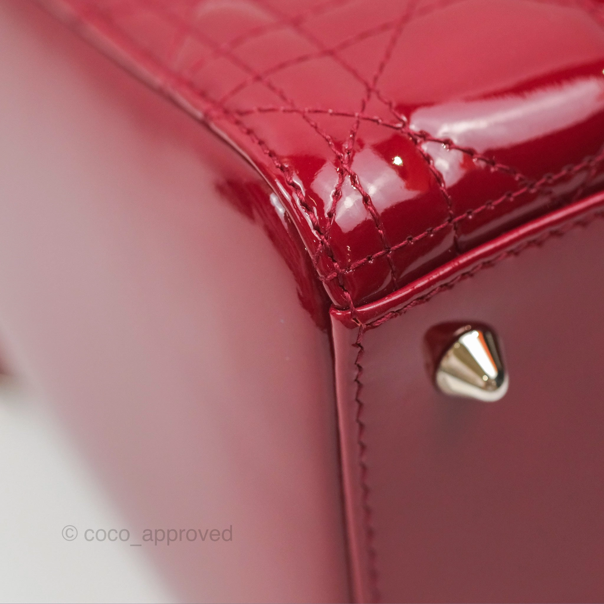 Christian Dior Medium Lady Dior Red Patent Silver Hardware