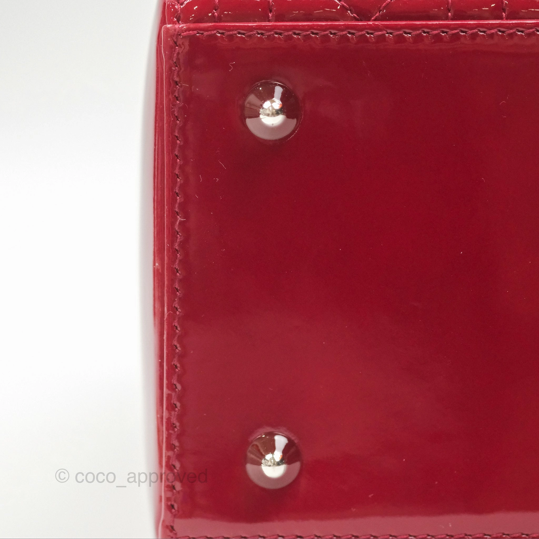 Christian Dior Medium Lady Dior Red Patent Silver Hardware