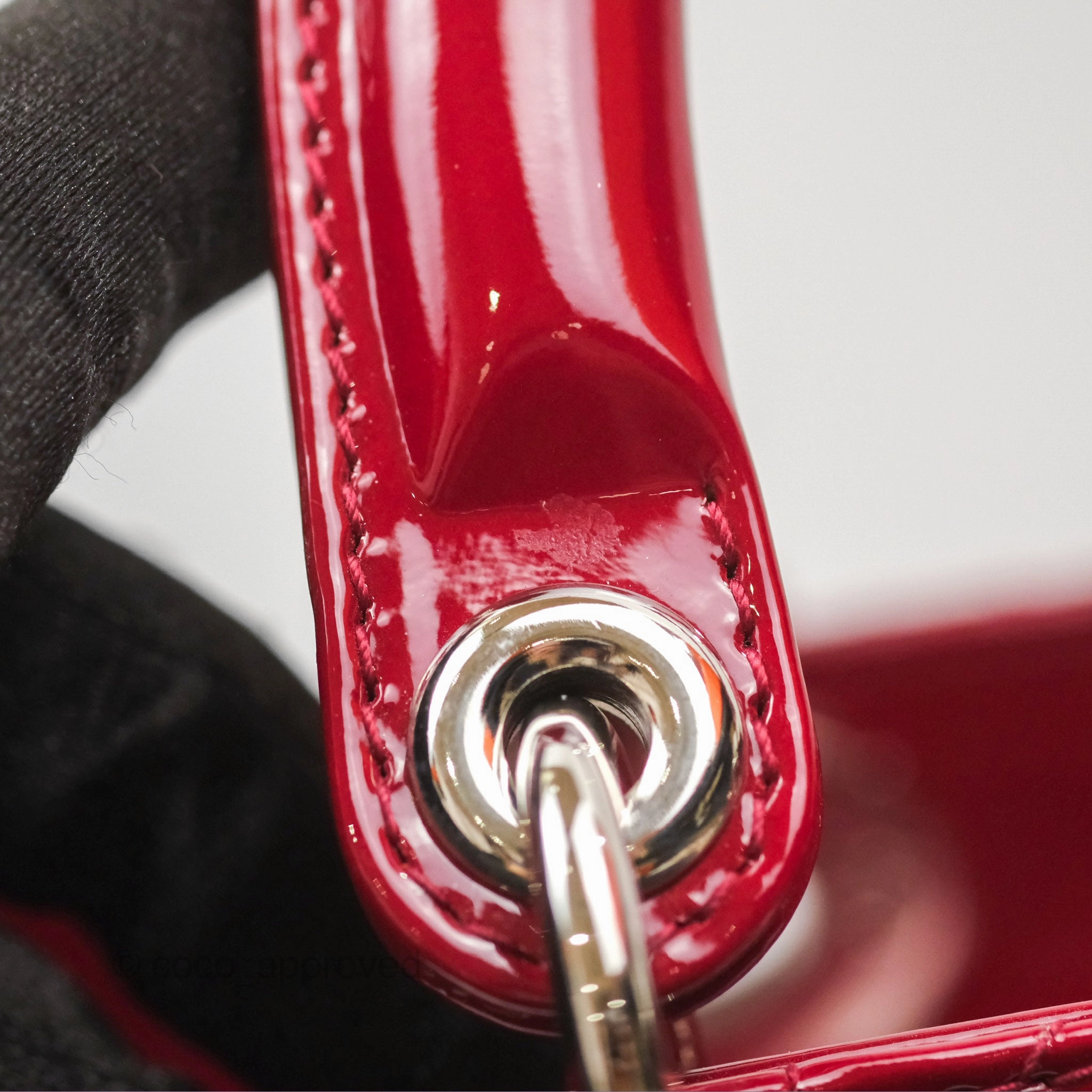 Christian Dior Medium Lady Dior Red Patent Silver Hardware