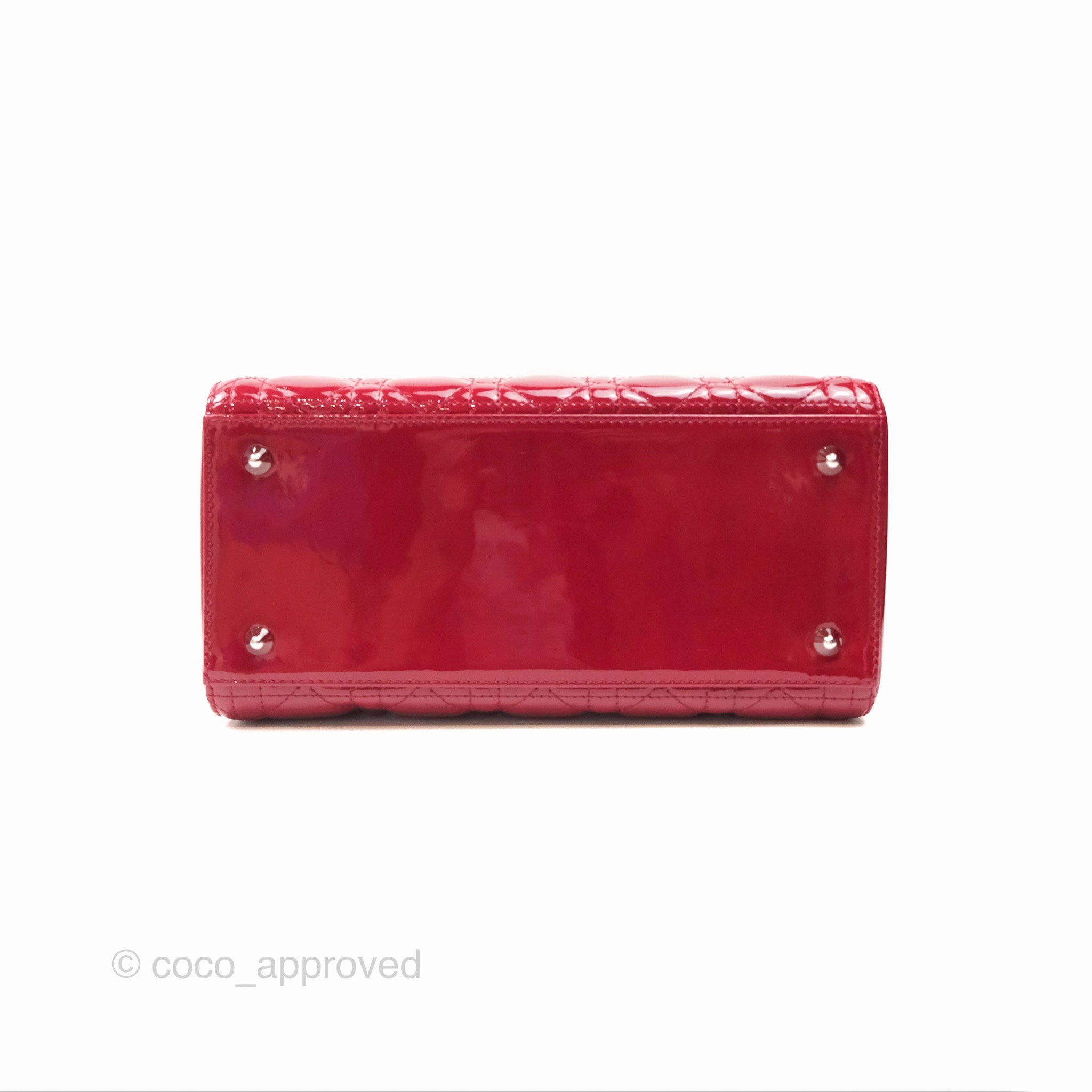 Christian Dior Medium Lady Dior Red Patent Silver Hardware