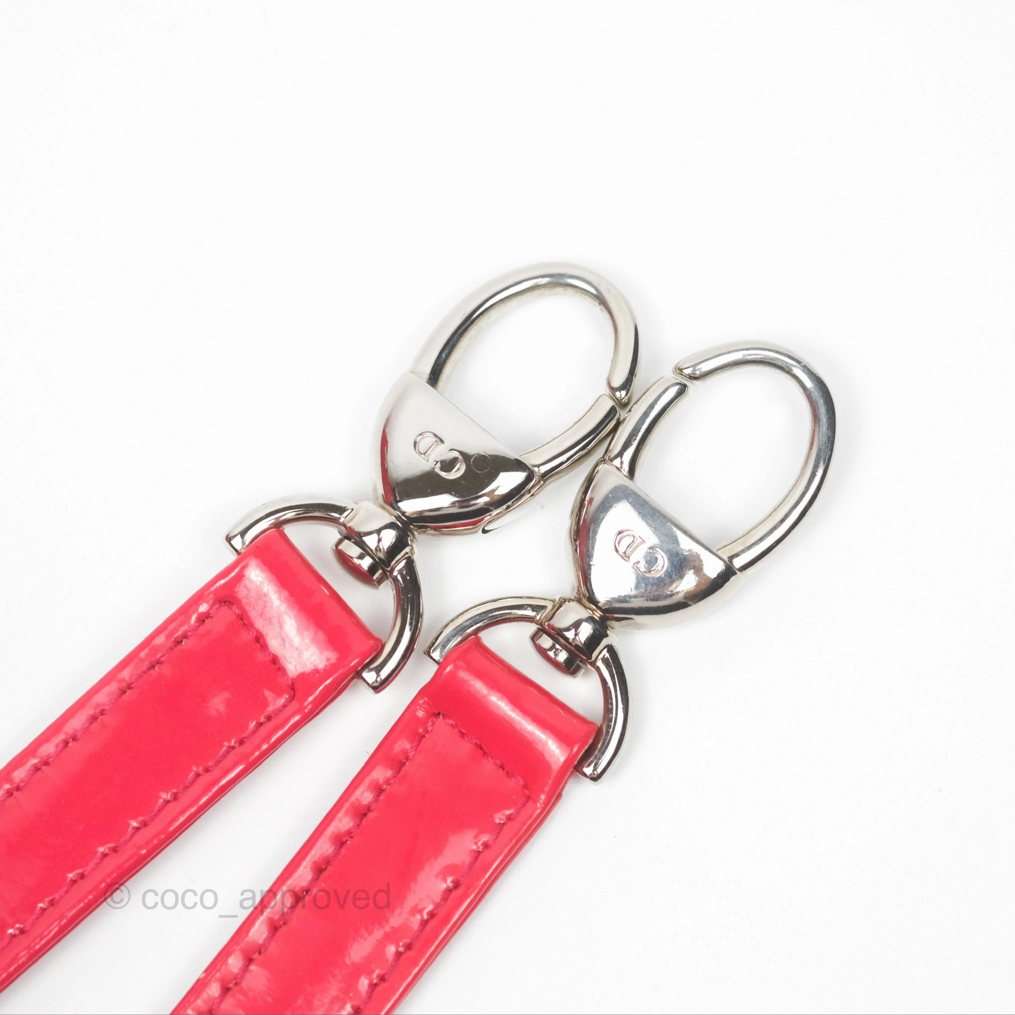 Christian Dior Medium Lady Dior Red Patent Silver Hardware