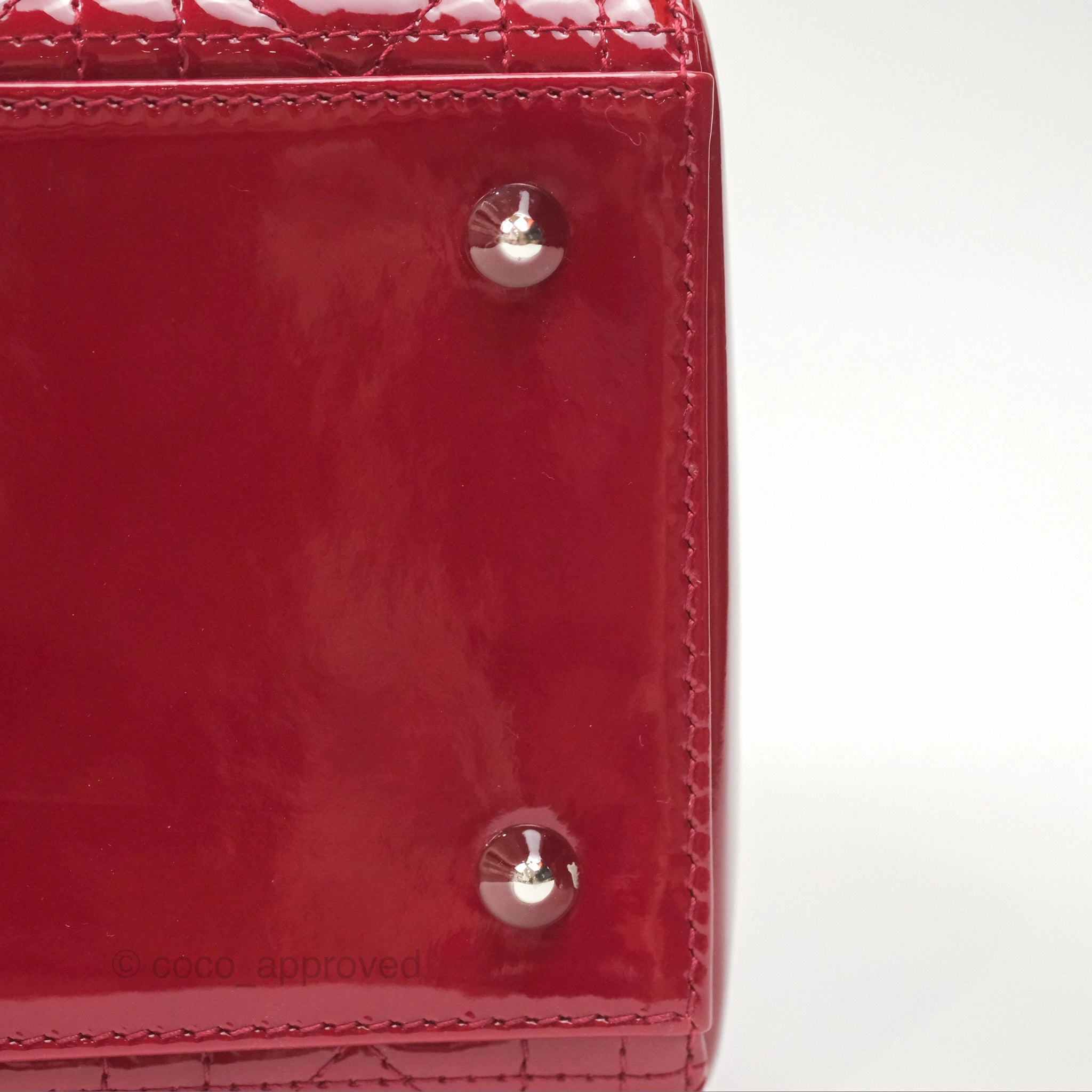 Christian Dior Medium Lady Dior Red Patent Silver Hardware