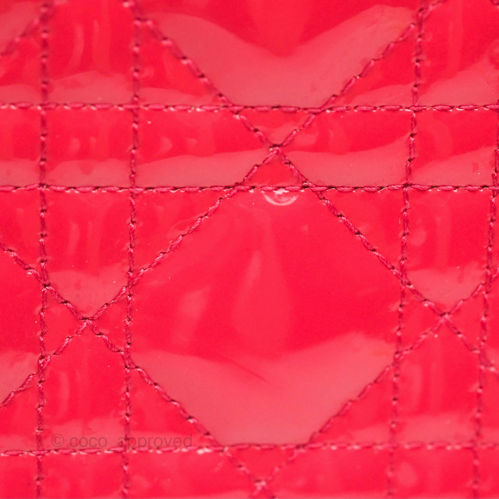 Christian Dior Medium Lady Dior Red Patent Silver Hardware