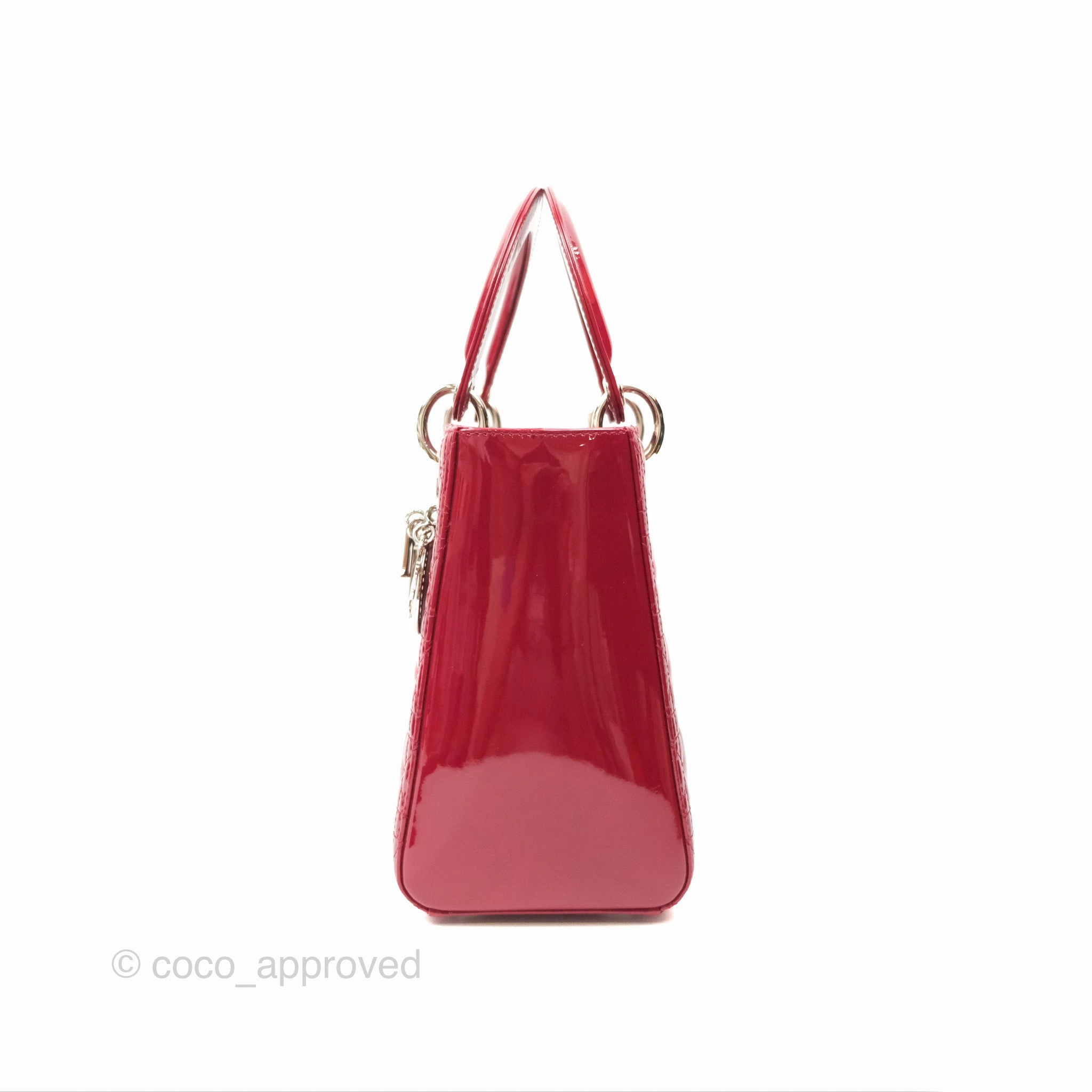 Christian Dior Medium Lady Dior Red Patent Silver Hardware