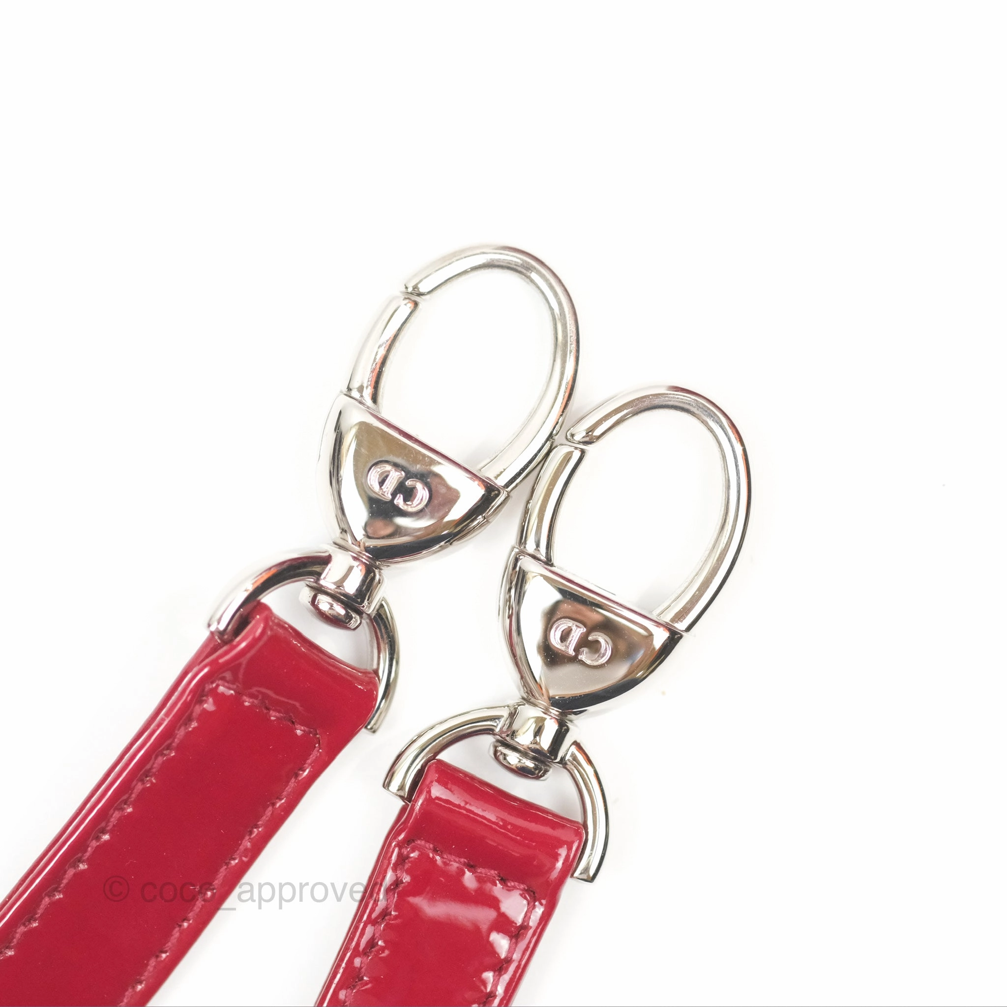 Christian Dior Medium Lady Dior Red Patent Silver Hardware