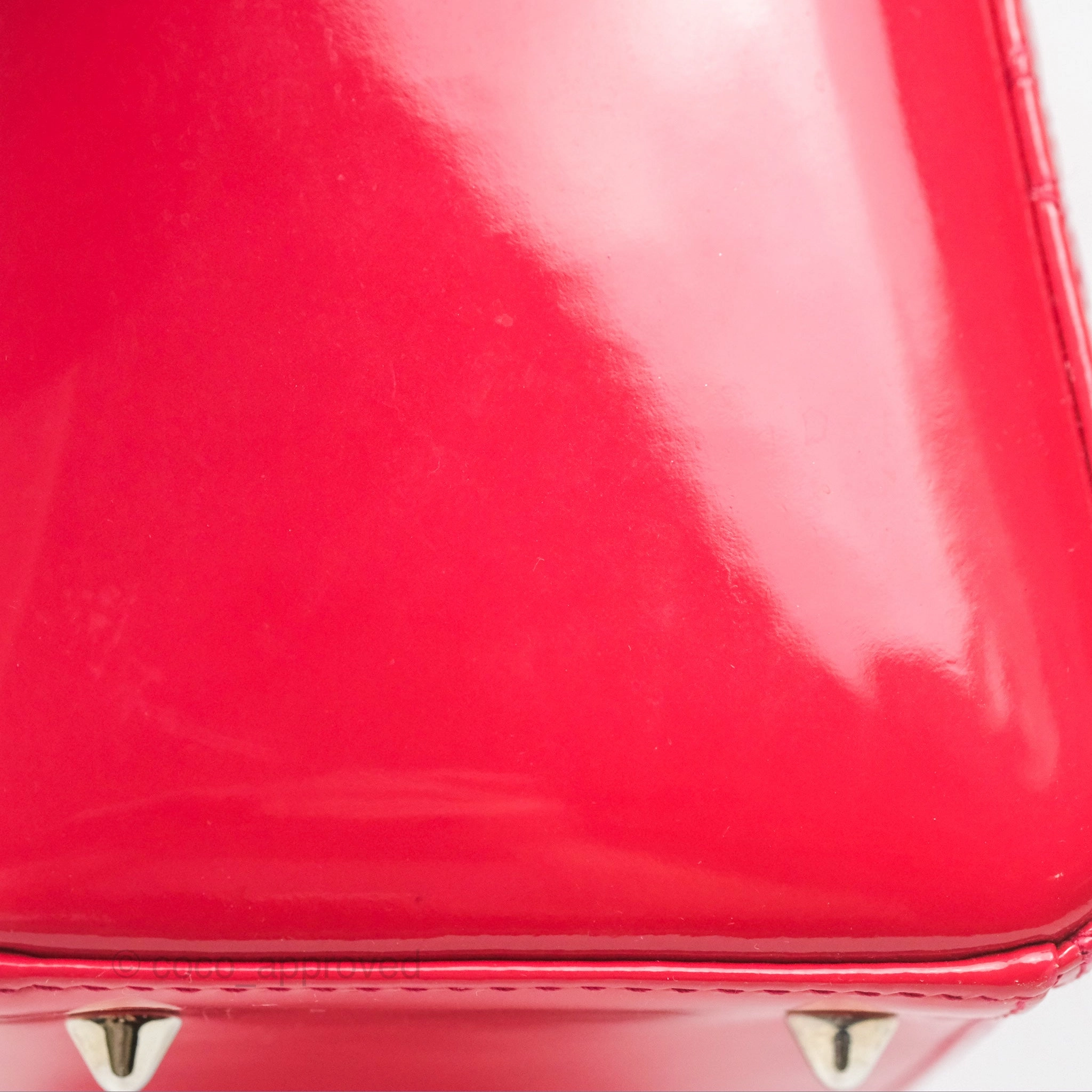 Christian Dior Medium Lady Dior Red Patent Silver Hardware