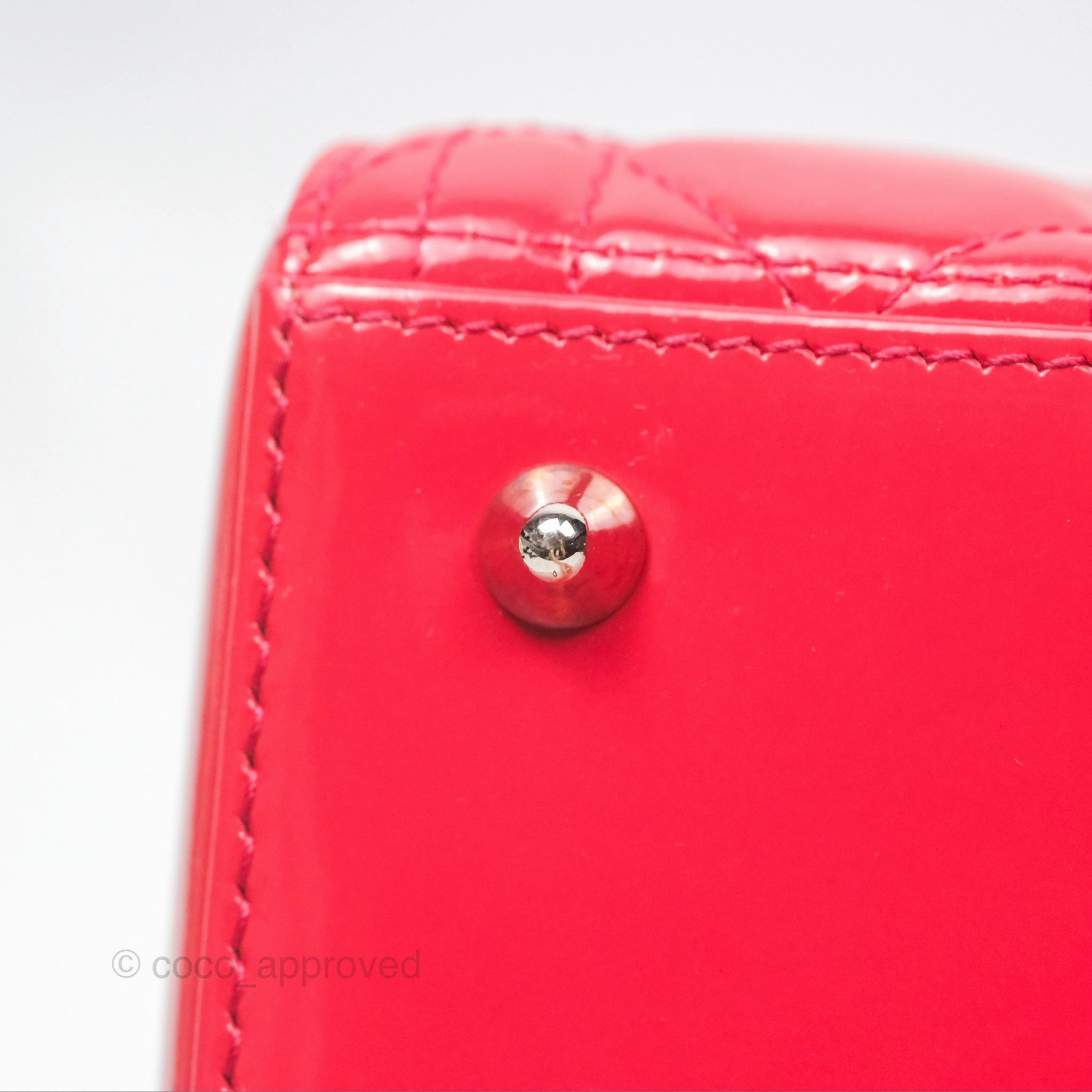Christian Dior Medium Lady Dior Red Patent Silver Hardware