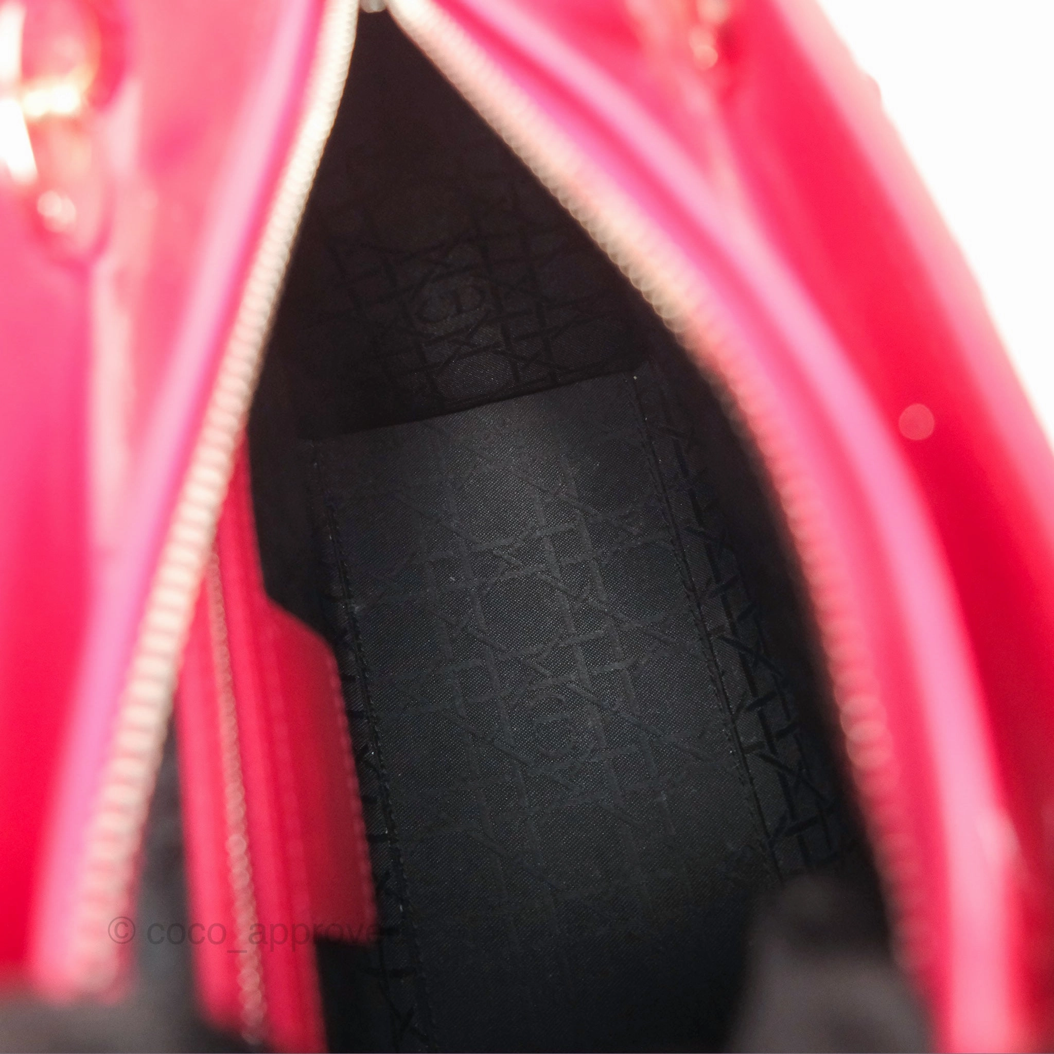 Christian Dior Medium Lady Dior Red Patent Silver Hardware