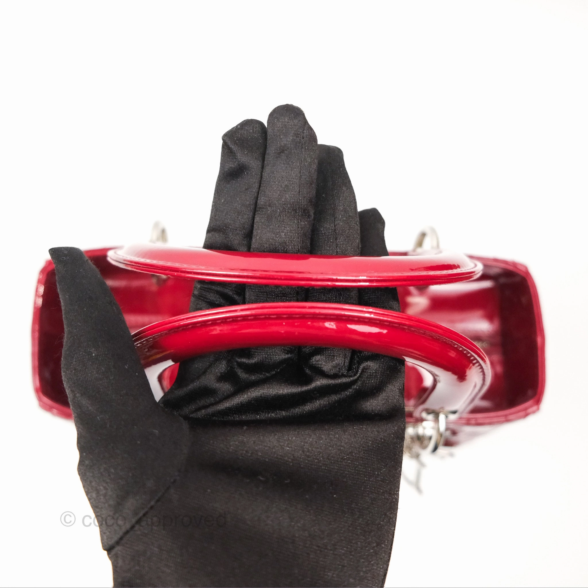 Christian Dior Medium Lady Dior Red Patent Silver Hardware
