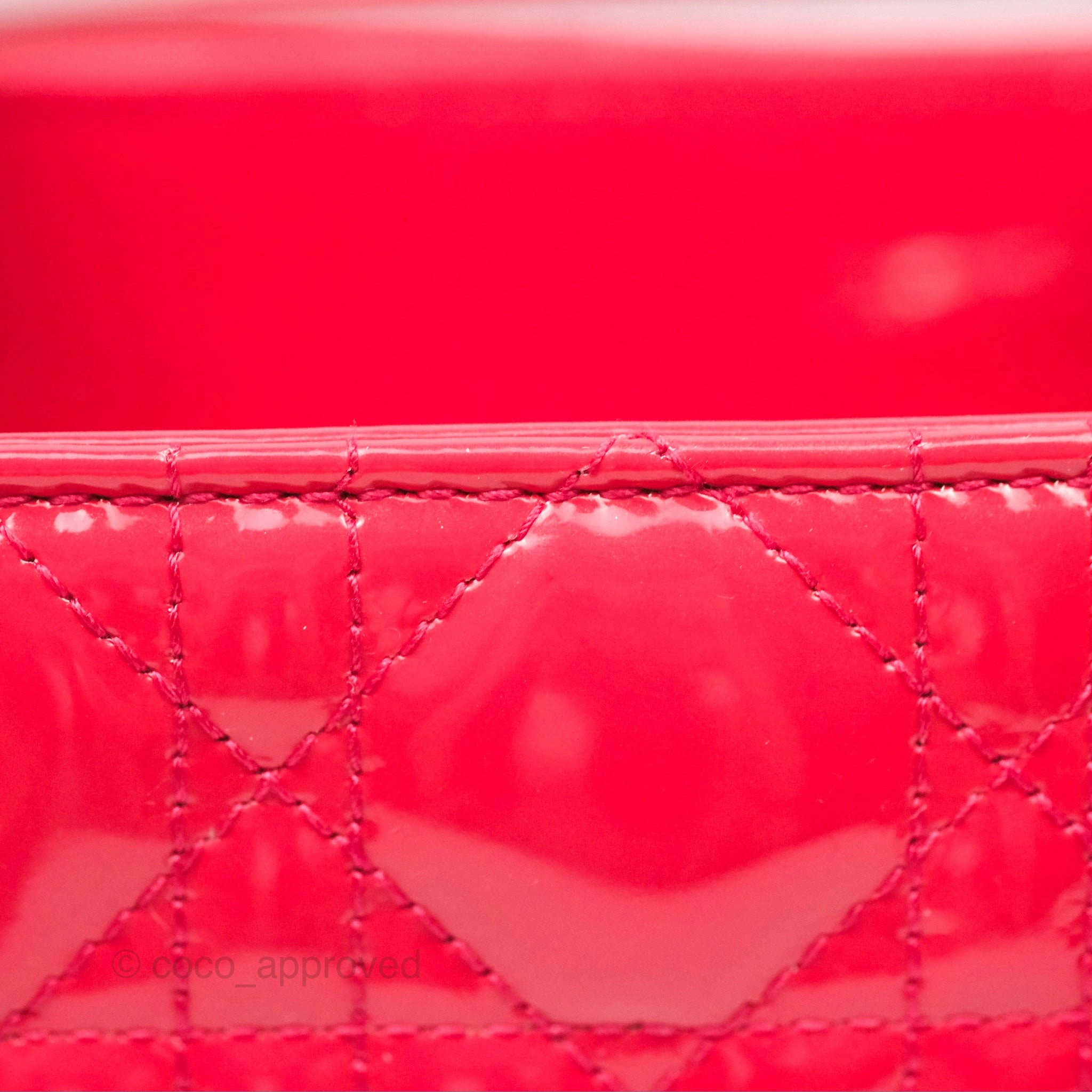 Christian Dior Medium Lady Dior Red Patent Silver Hardware