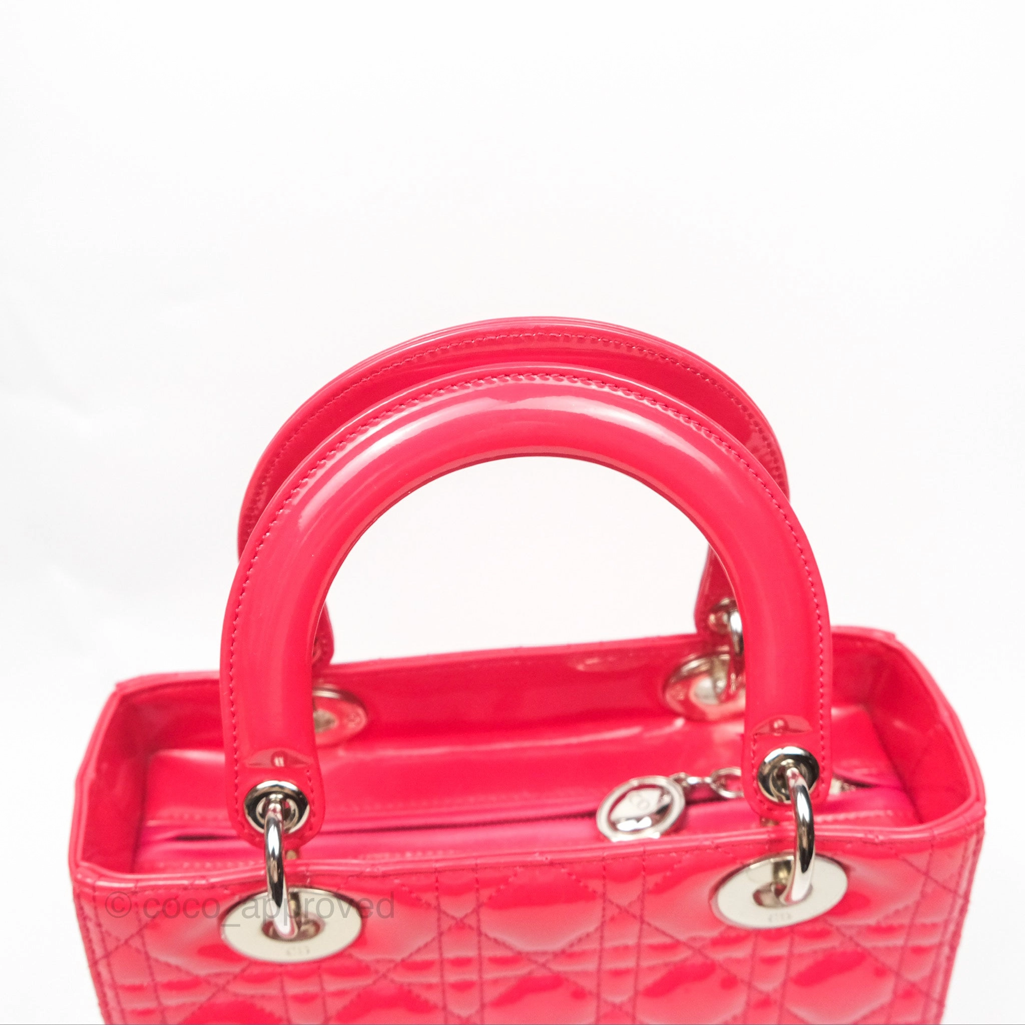 Christian Dior Medium Lady Dior Red Patent Silver Hardware