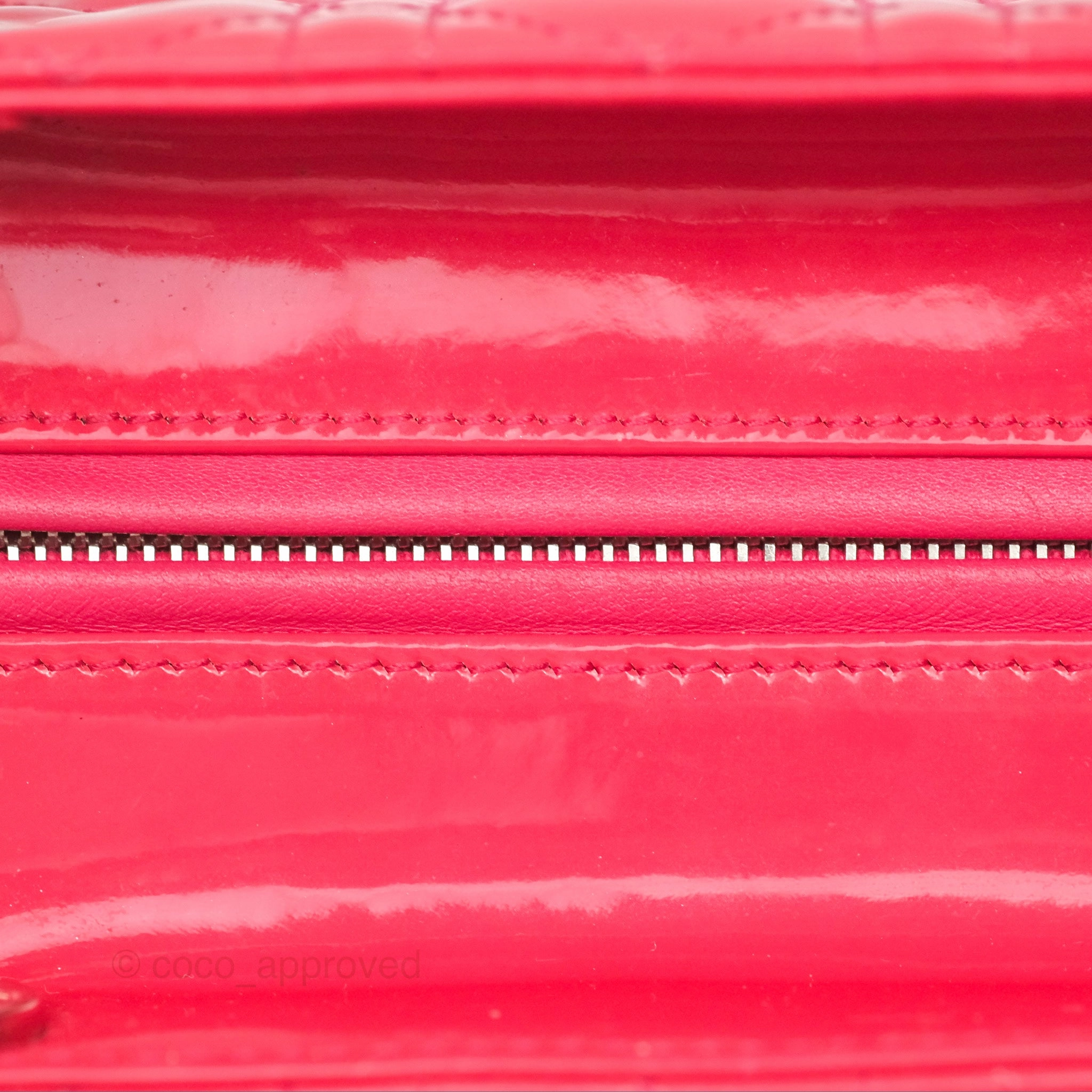 Christian Dior Medium Lady Dior Red Patent Silver Hardware