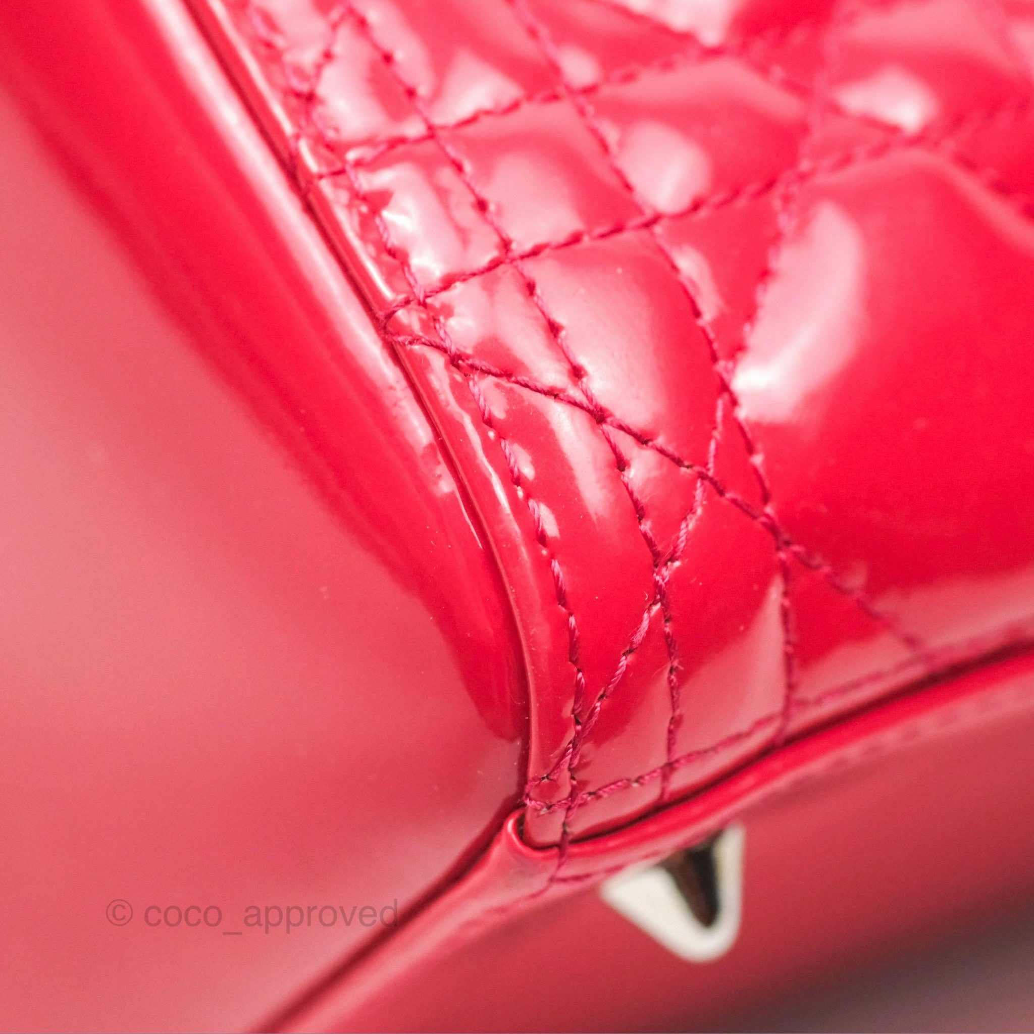 Christian Dior Medium Lady Dior Red Patent Silver Hardware