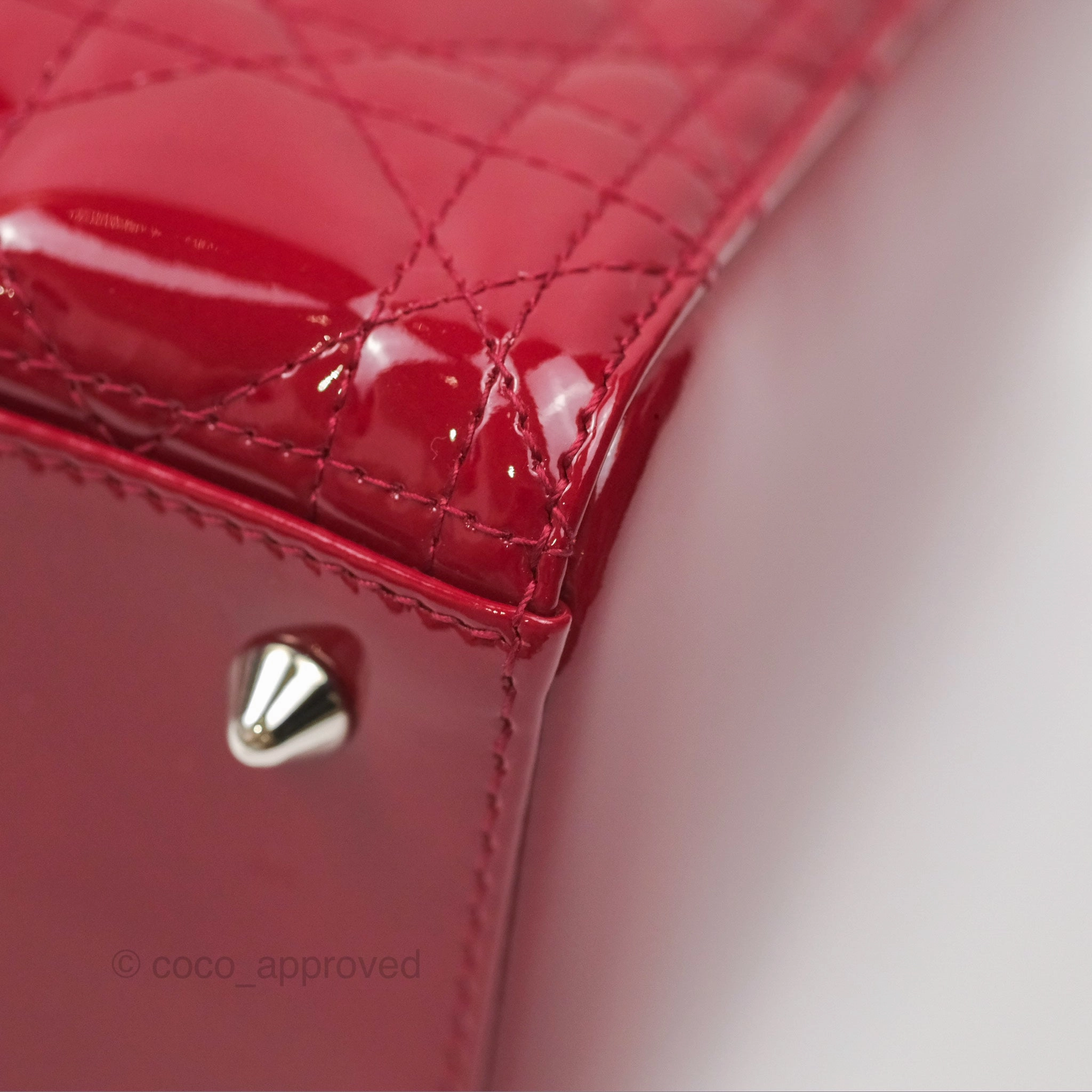 Christian Dior Medium Lady Dior Red Patent Silver Hardware