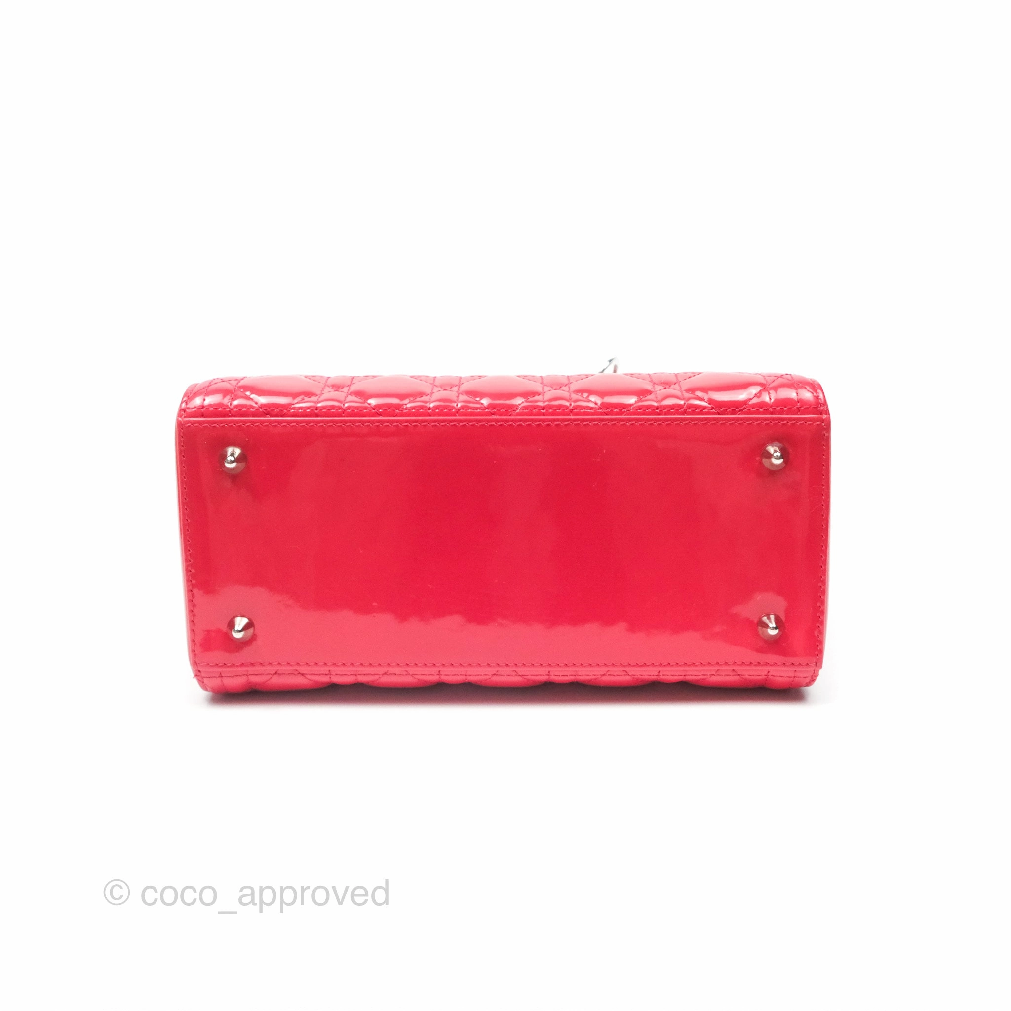 Christian Dior Medium Lady Dior Red Patent Silver Hardware