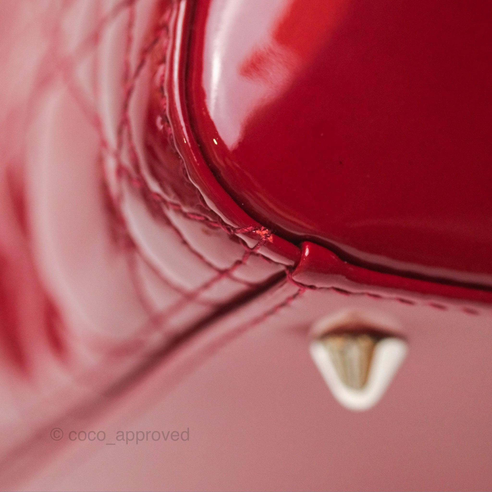 Christian Dior Medium Lady Dior Red Patent Silver Hardware