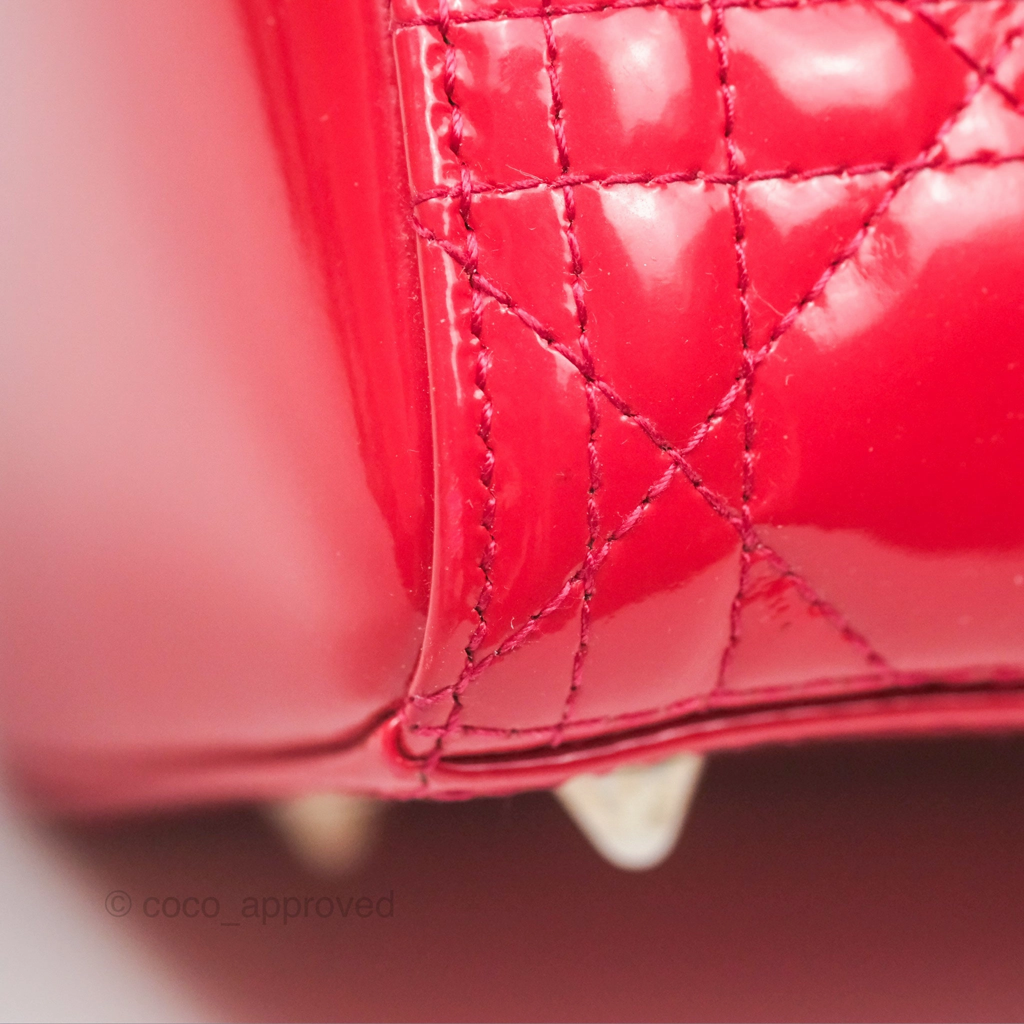Christian Dior Medium Lady Dior Red Patent Silver Hardware