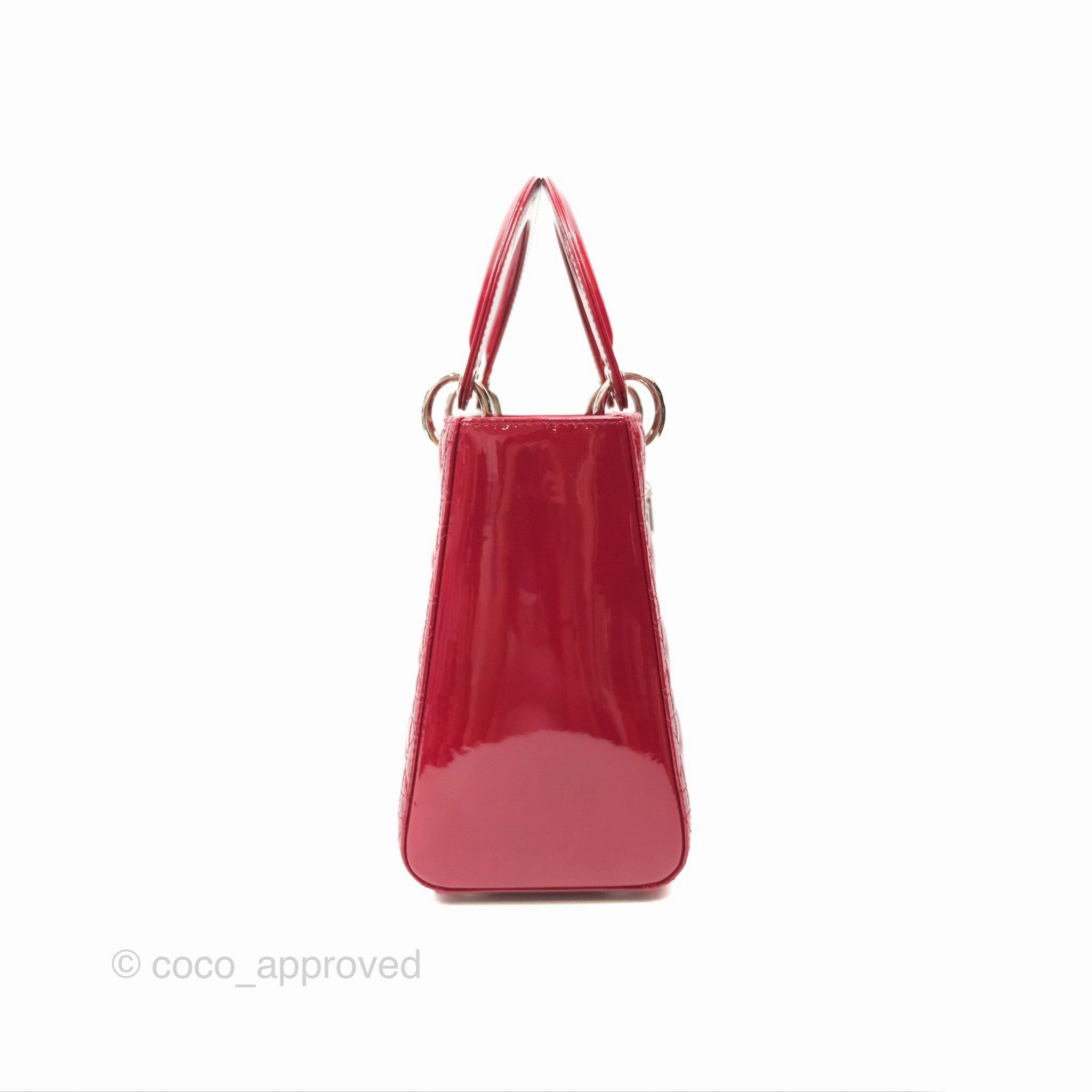 Christian Dior Medium Lady Dior Red Patent Silver Hardware
