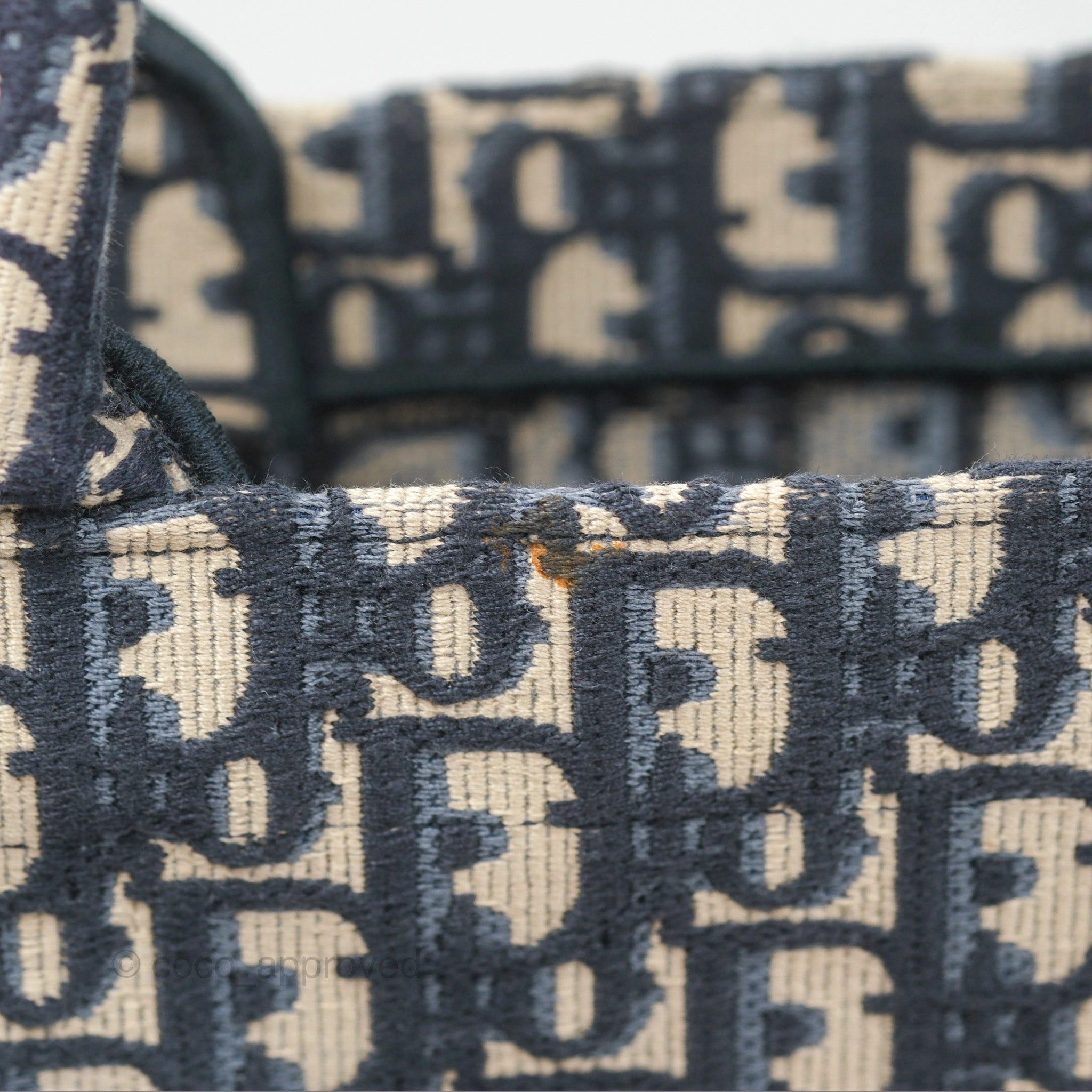 Christian Dior Medium (Old Small) Dior Navy Oblique Embroidery Canvas Book Tote