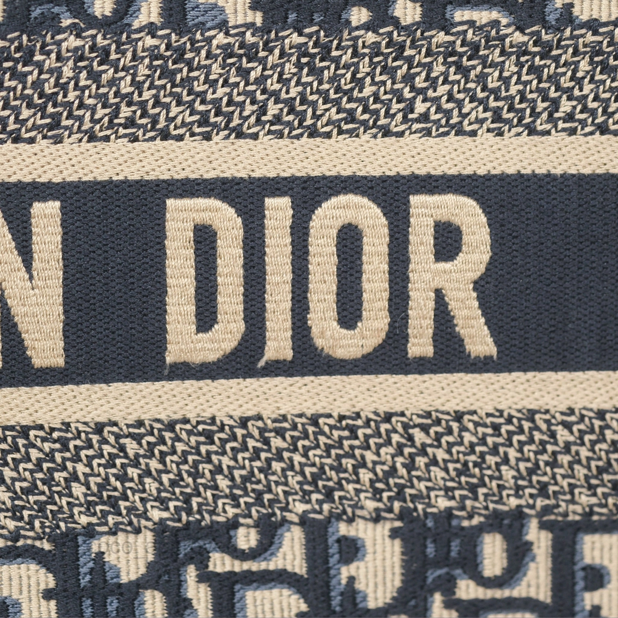 Christian Dior Medium (Old Small) Dior Navy Oblique Embroidery Canvas Book Tote