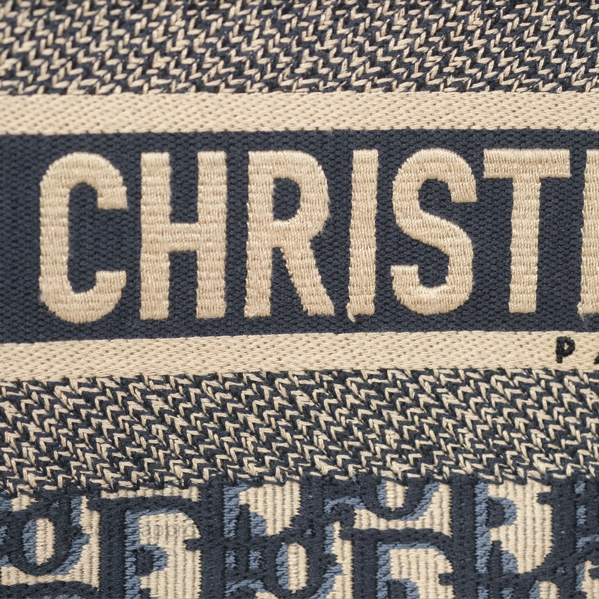 Christian Dior Medium (Old Small) Dior Navy Oblique Embroidery Canvas Book Tote