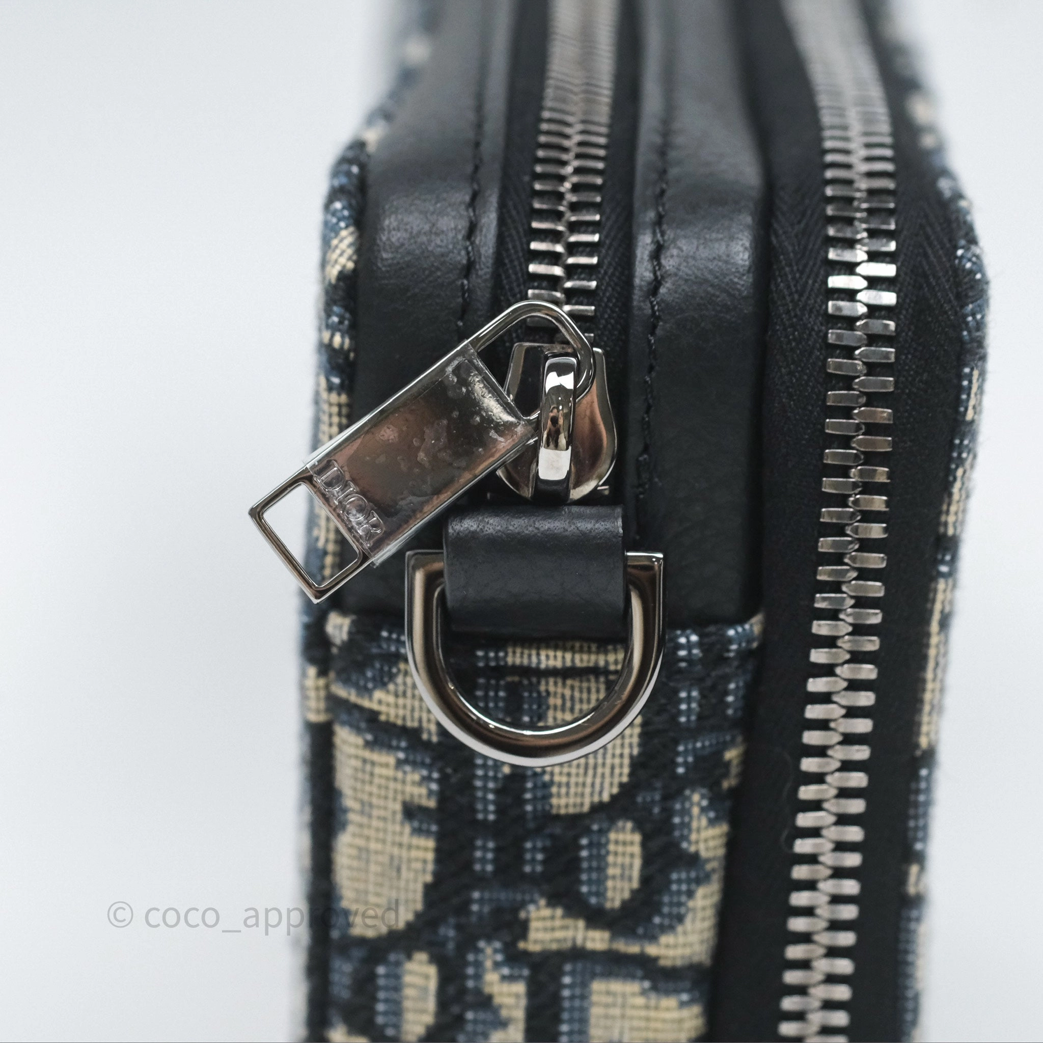 Christian Dior Men's Crossbody Pouch Bag Blue Oblique Canvas
