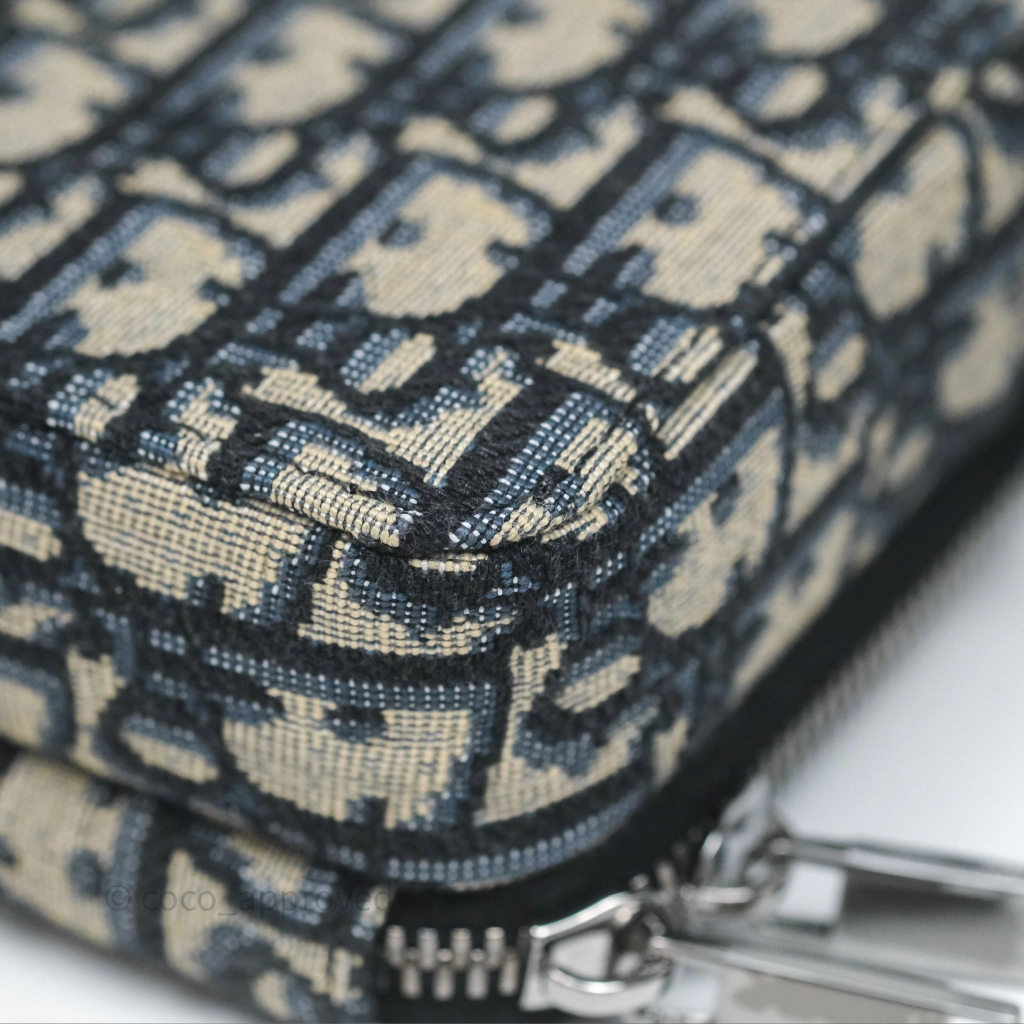 Christian Dior Men's Crossbody Pouch Bag Blue Oblique Canvas