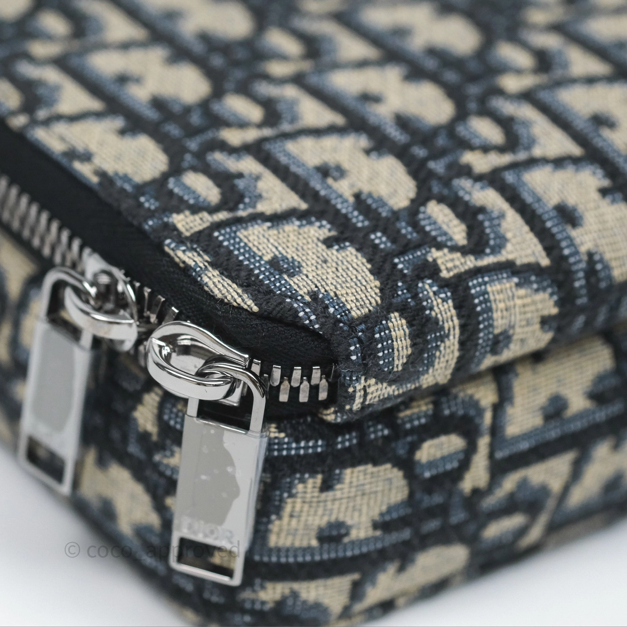 Christian Dior Men's Crossbody Pouch Bag Blue Oblique Canvas
