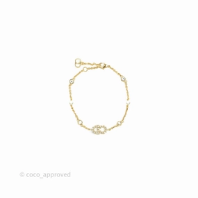 Christian Dior Metal Crystal Pearl CD Bracelet Gold