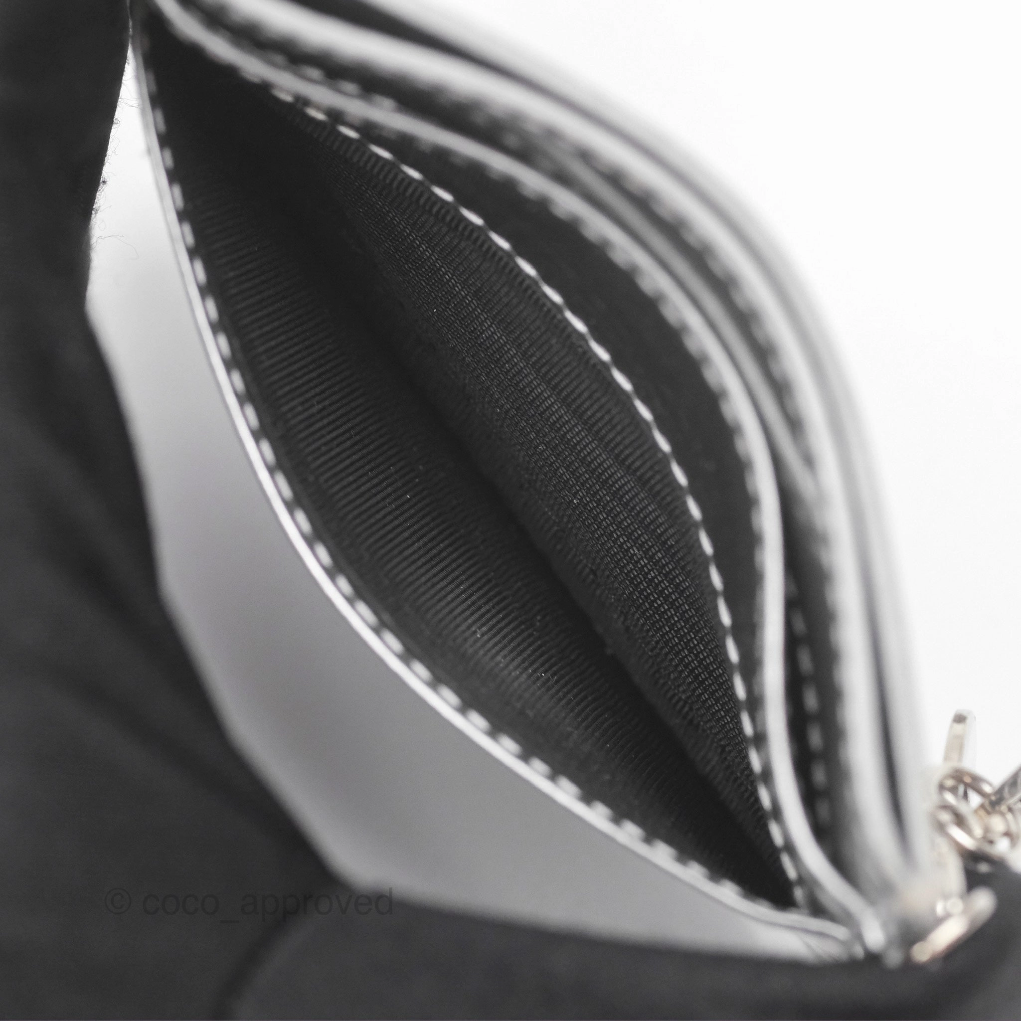 Christian Dior Metallic Sliver Card Holder Silver Hardware