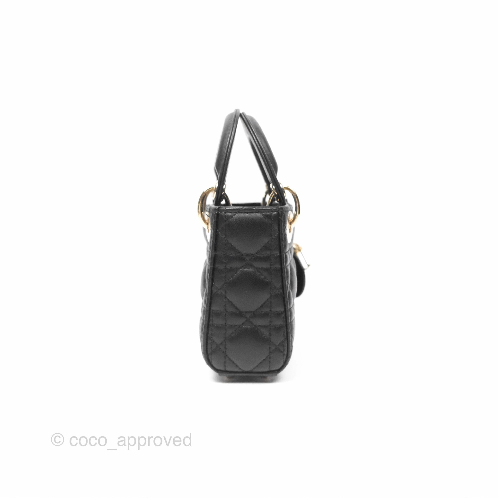Christian Dior Micro Lady Dior Black Lambskin Gold Hardware