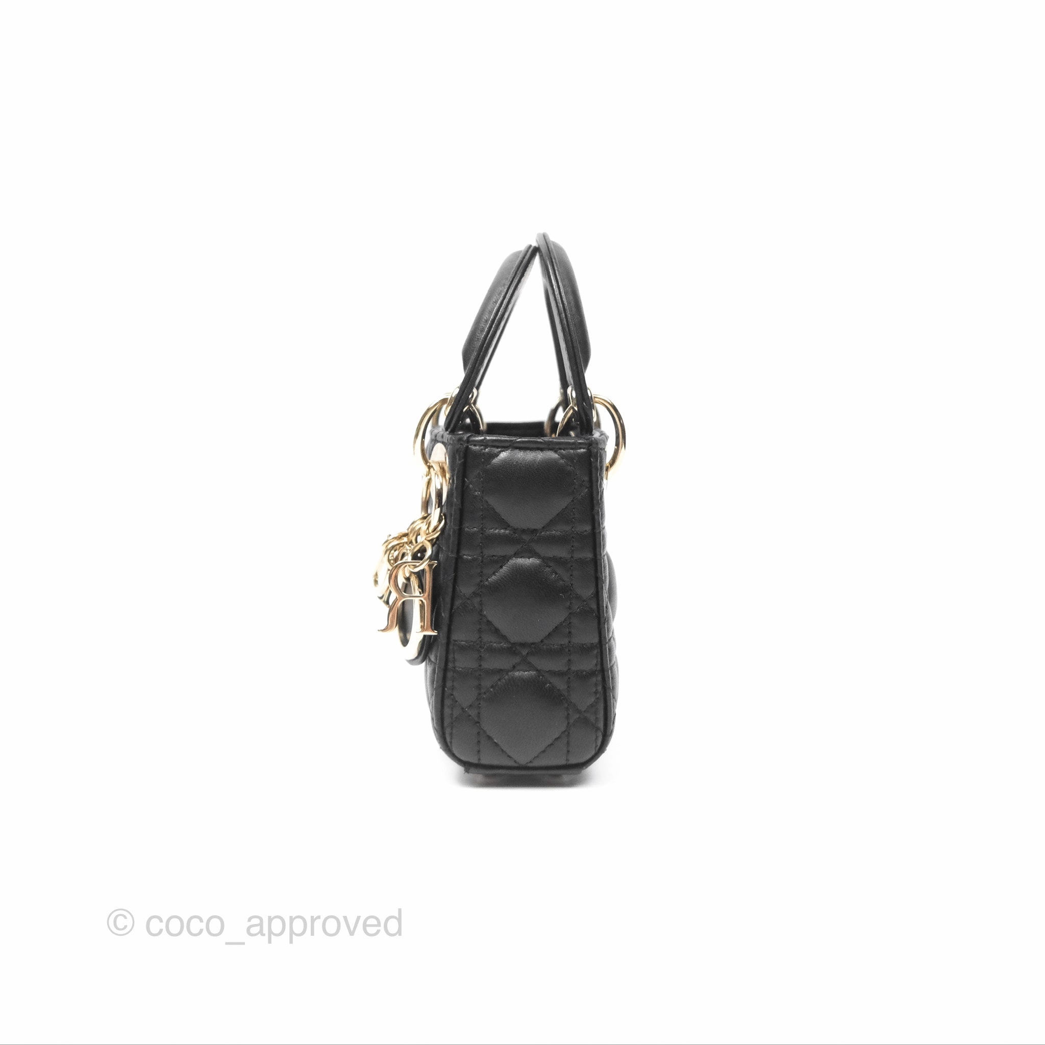 Christian Dior Micro Lady Dior Black Lambskin Gold Hardware