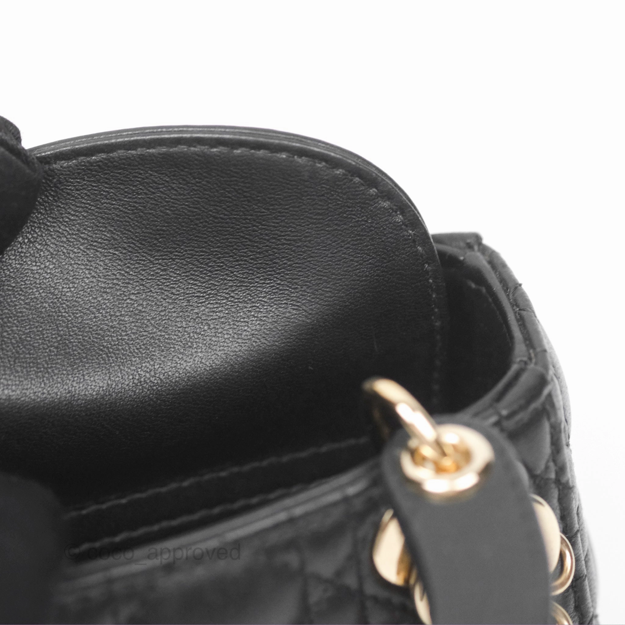 Christian Dior Micro Lady Dior Black Lambskin Gold Hardware
