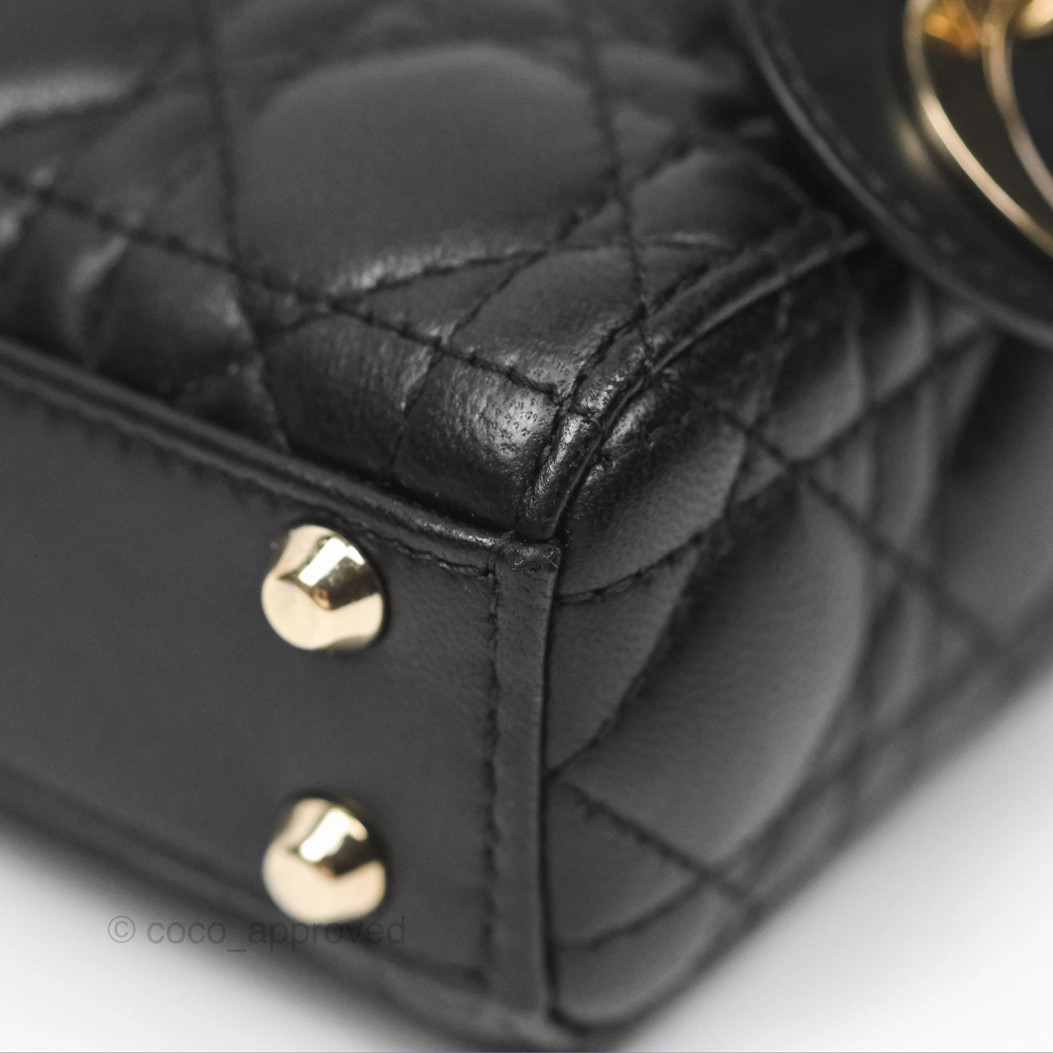 Christian Dior Micro Lady Dior Black Lambskin Gold Hardware