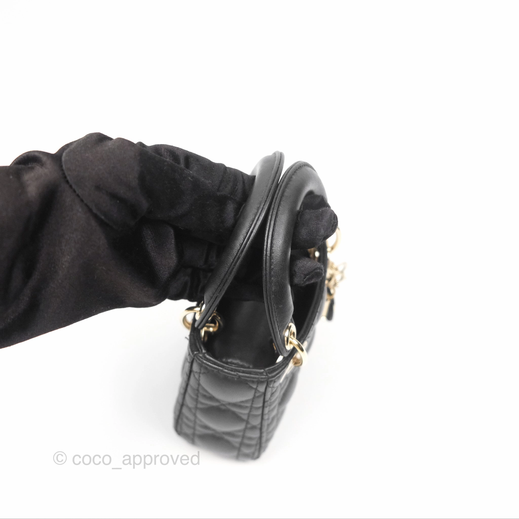 Christian Dior Micro Lady Dior Black Lambskin Gold Hardware