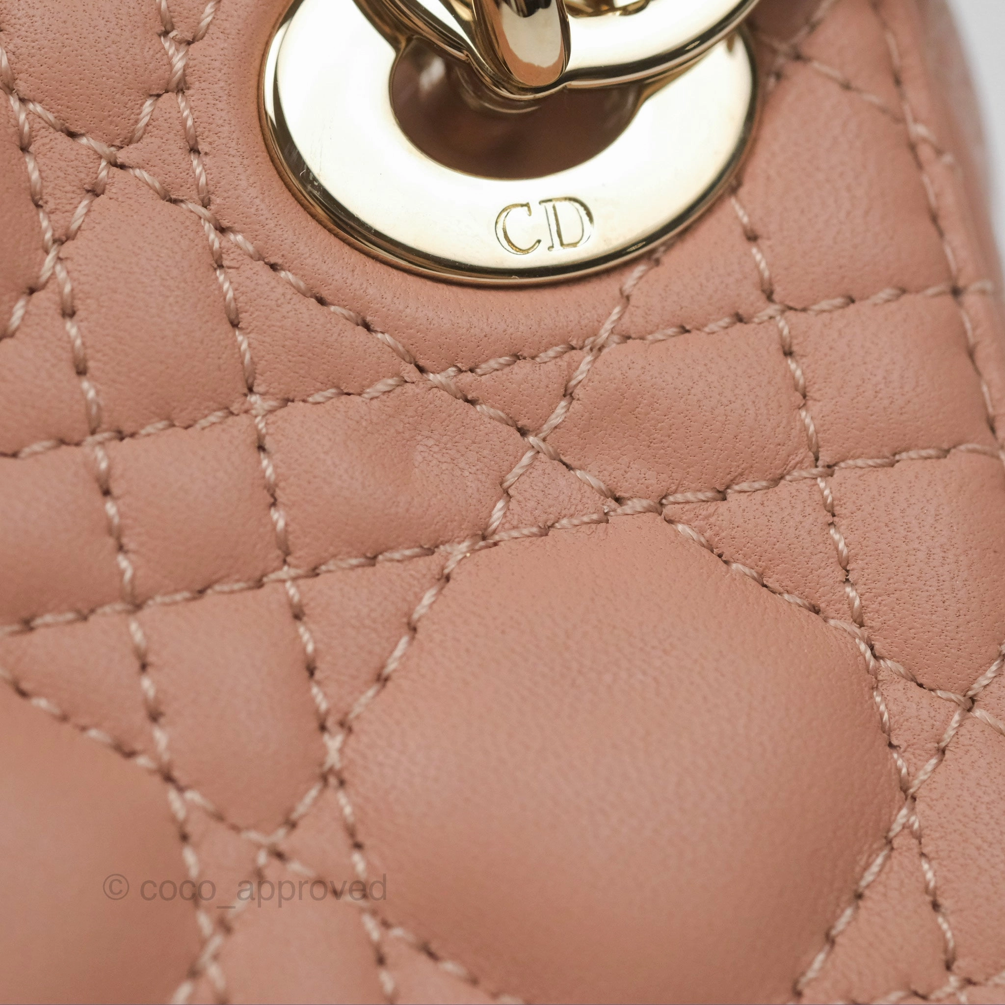 Christian Dior Micro Lady Dior Cannage Rose Des Vents Cannage Lambskin Gold Hardware