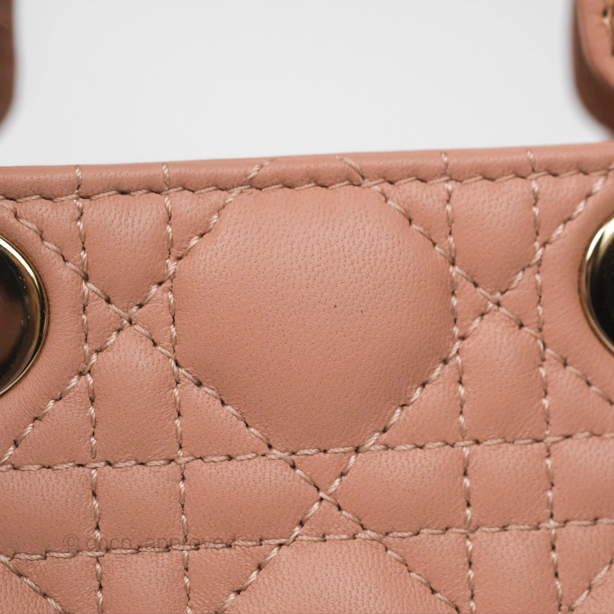 Christian Dior Micro Lady Dior Cannage Rose Des Vents Cannage Lambskin Gold Hardware