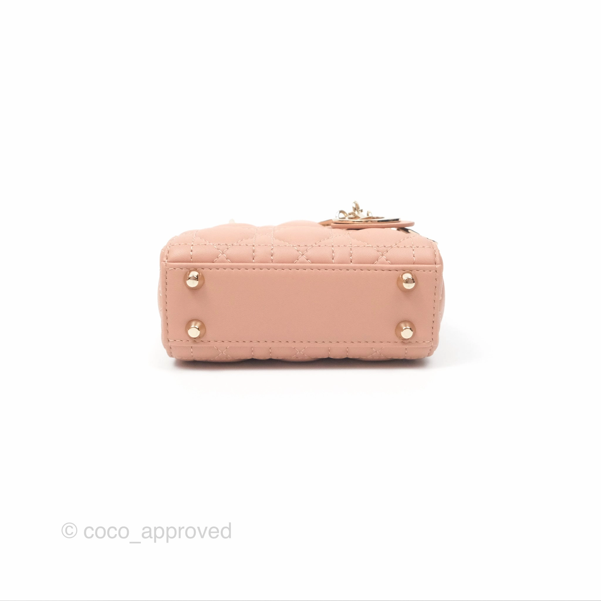 Christian Dior Micro Lady Dior Cannage Rose Des Vents Cannage Lambskin Gold Hardware