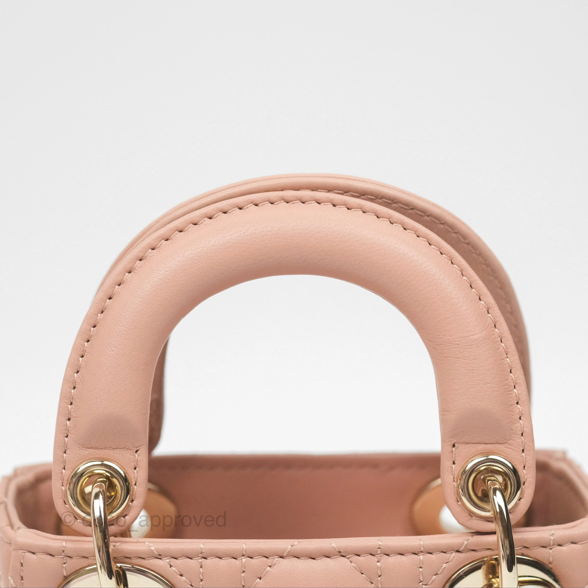 Christian Dior Micro Lady Dior Cannage Rose Des Vents Cannage Lambskin Gold Hardware