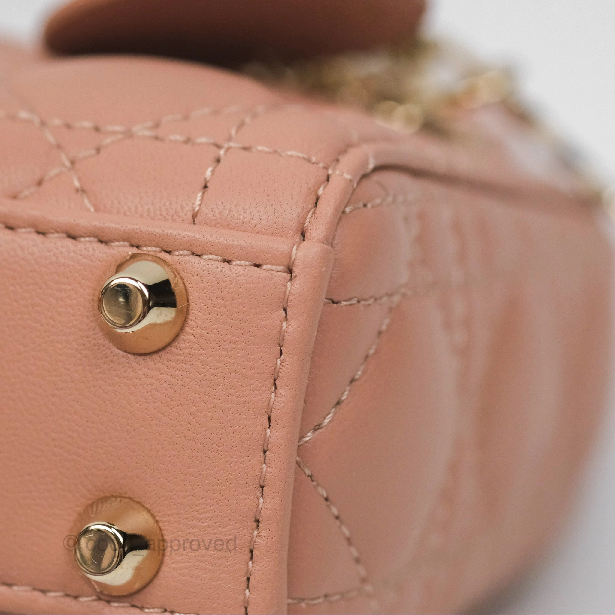 Christian Dior Micro Lady Dior Cannage Rose Des Vents Cannage Lambskin Gold Hardware