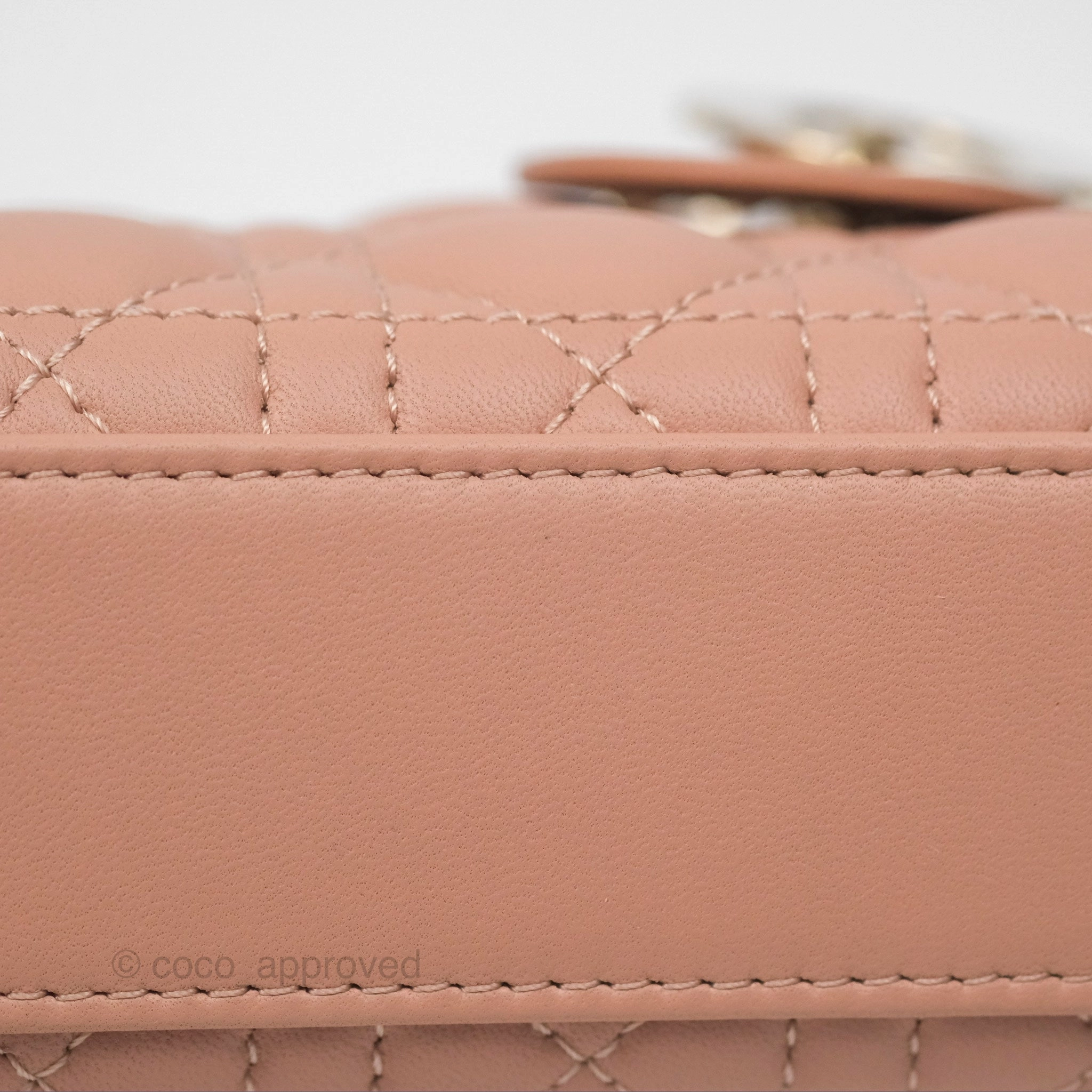 Christian Dior Micro Lady Dior Cannage Rose Des Vents Cannage Lambskin Gold Hardware