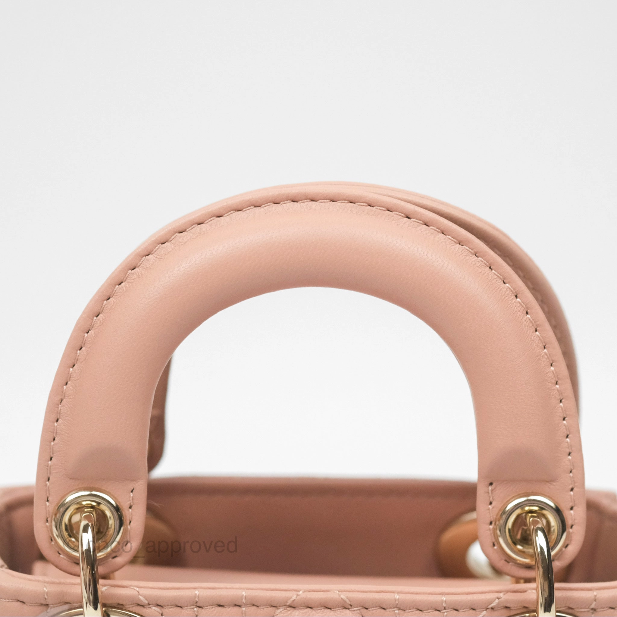 Christian Dior Micro Lady Dior Cannage Rose Des Vents Cannage Lambskin Gold Hardware