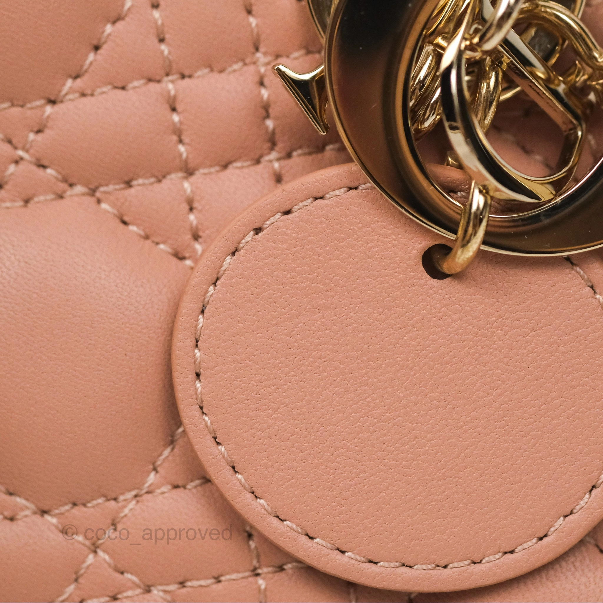 Christian Dior Micro Lady Dior Cannage Rose Des Vents Cannage Lambskin Gold Hardware