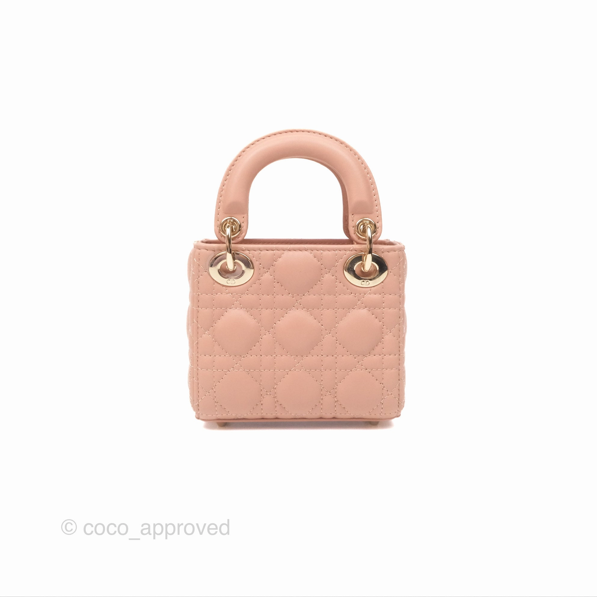 Christian Dior Micro Lady Dior Cannage Rose Des Vents Cannage Lambskin Gold Hardware