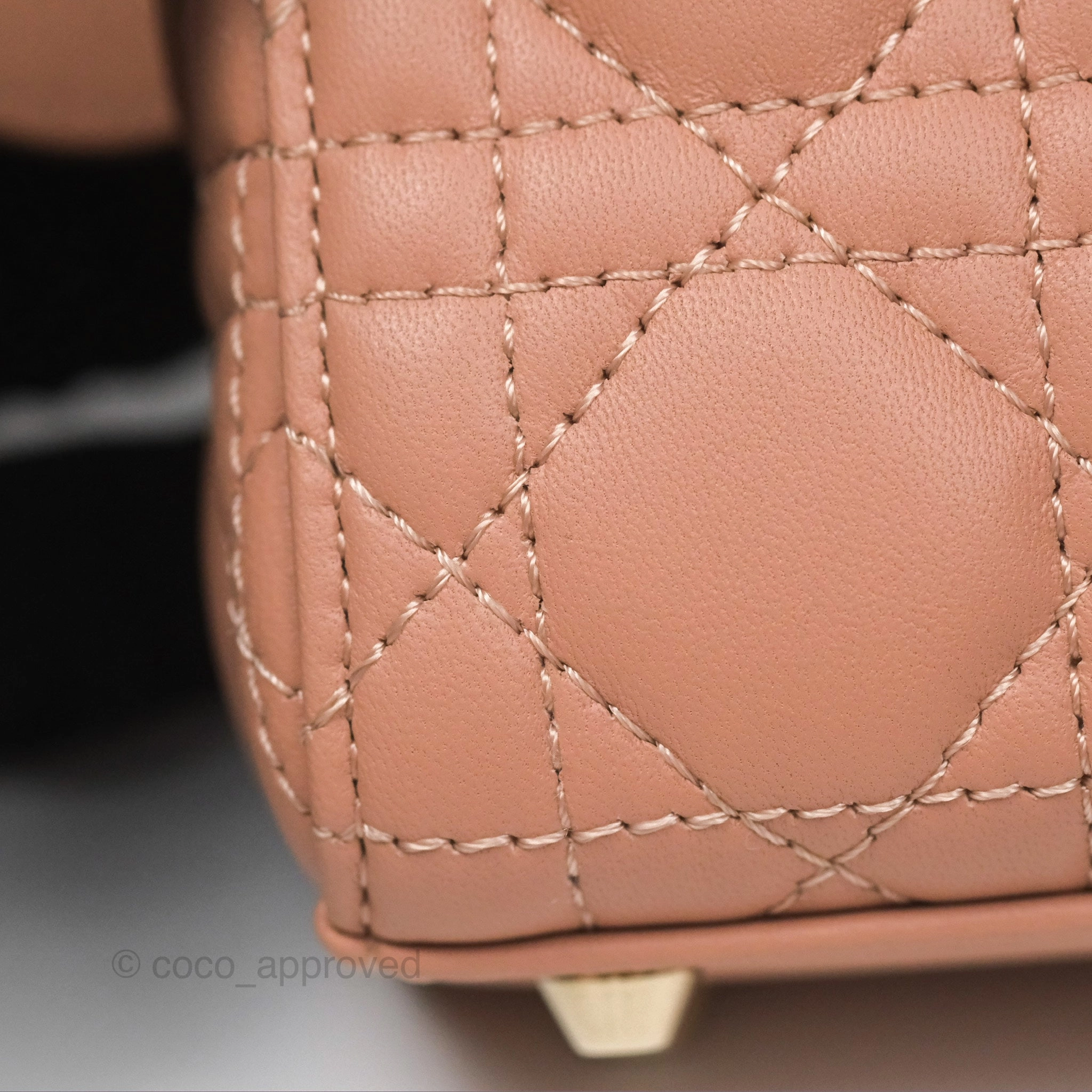 Christian Dior Micro Lady Dior Cannage Rose Des Vents Cannage Lambskin Gold Hardware