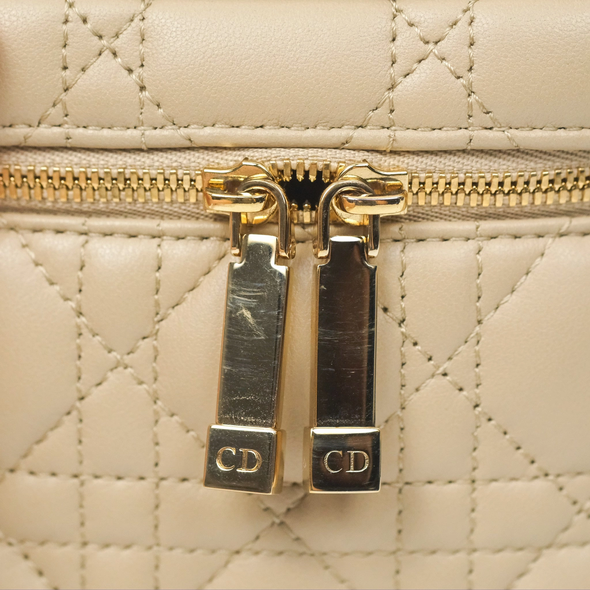 Christian Dior Micro Lady Dior Vanity Case Beige Cannage Lambskin