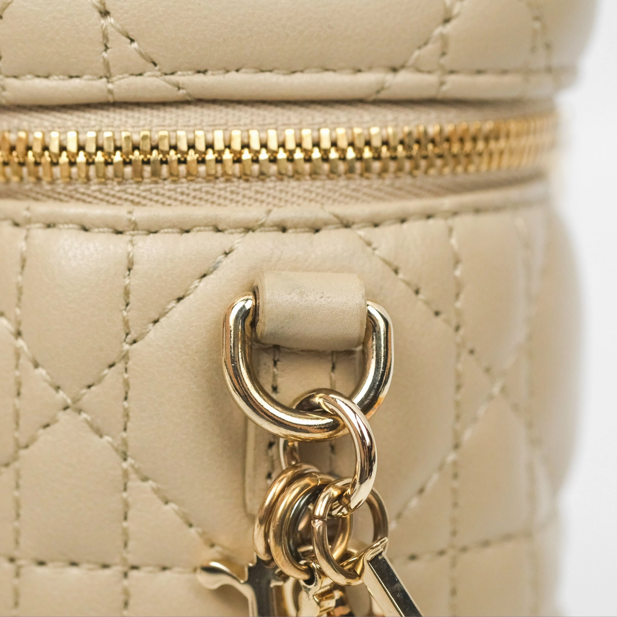 Christian Dior Micro Lady Dior Vanity Case Beige Cannage Lambskin