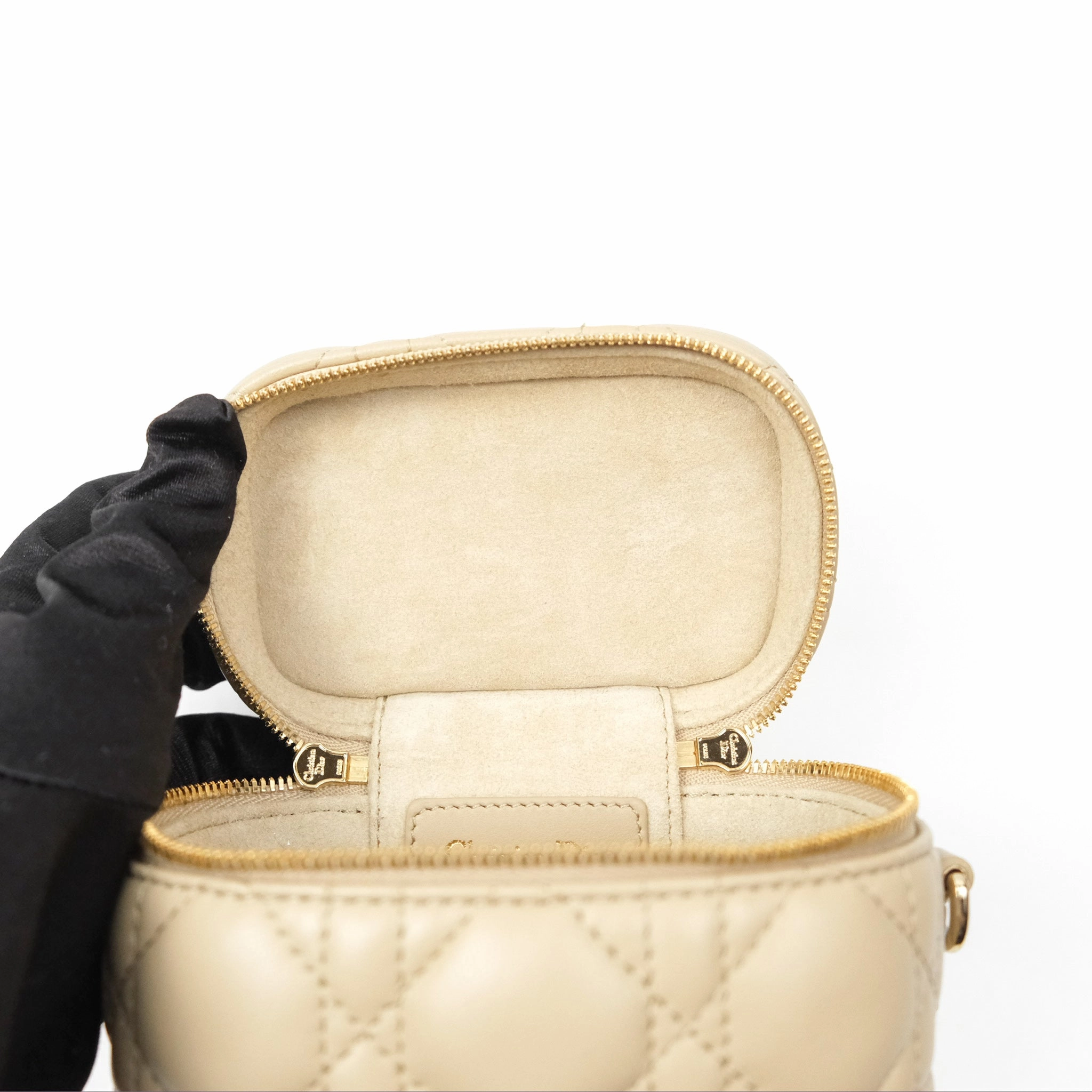Christian Dior Micro Lady Dior Vanity Case Beige Cannage Lambskin